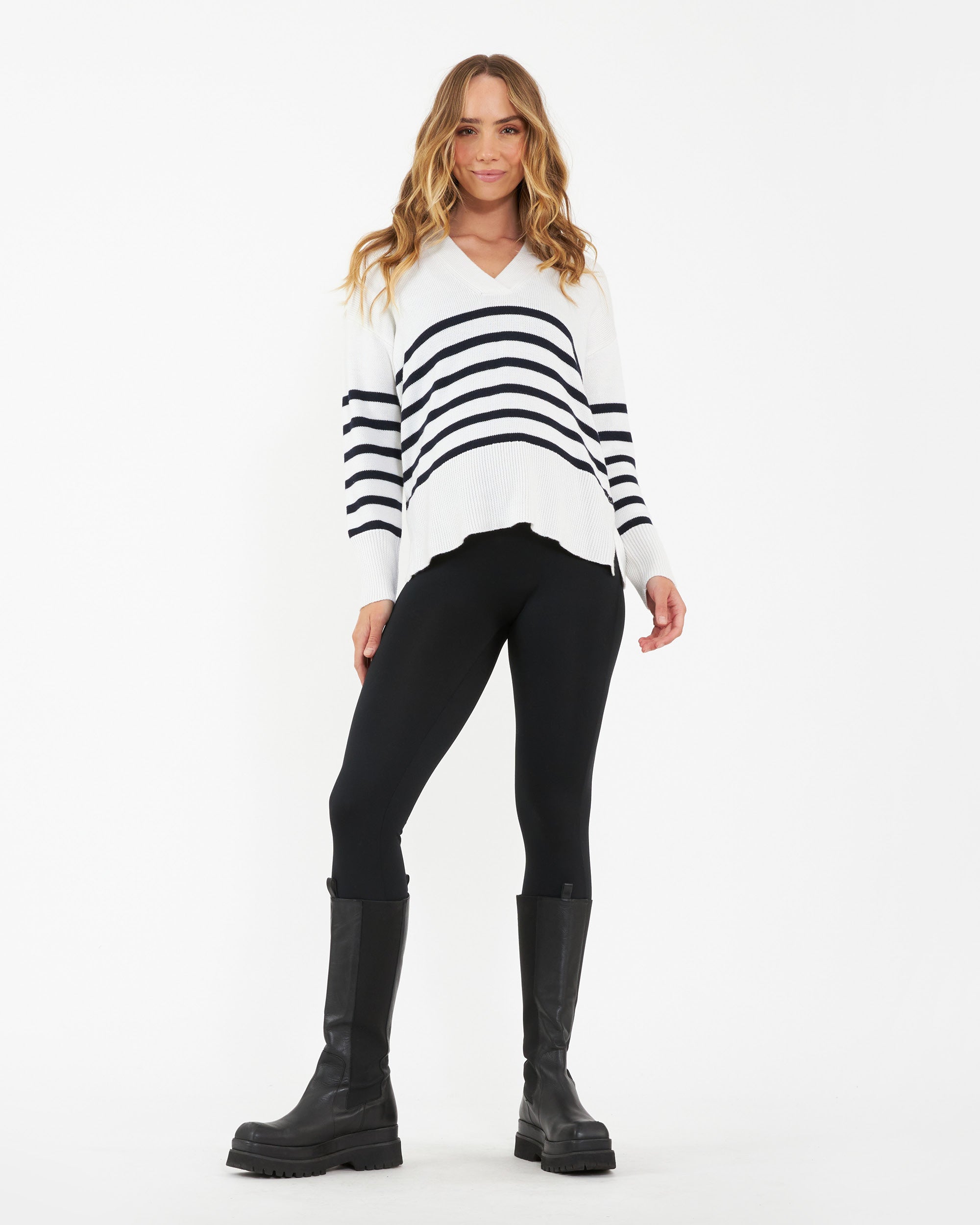 Hanna Nursing Knit  White / Navy