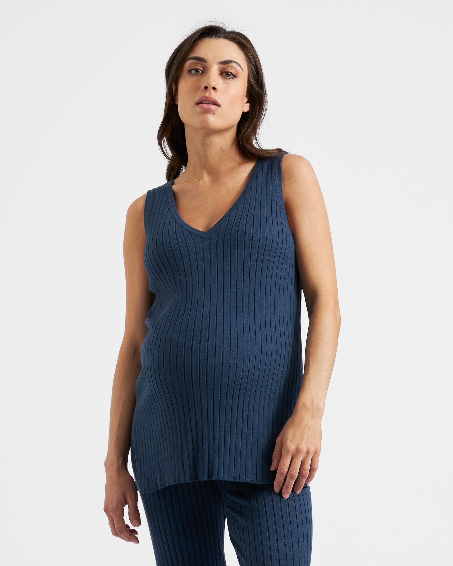 Sophie Rib Knit Nursing Top  French Navy