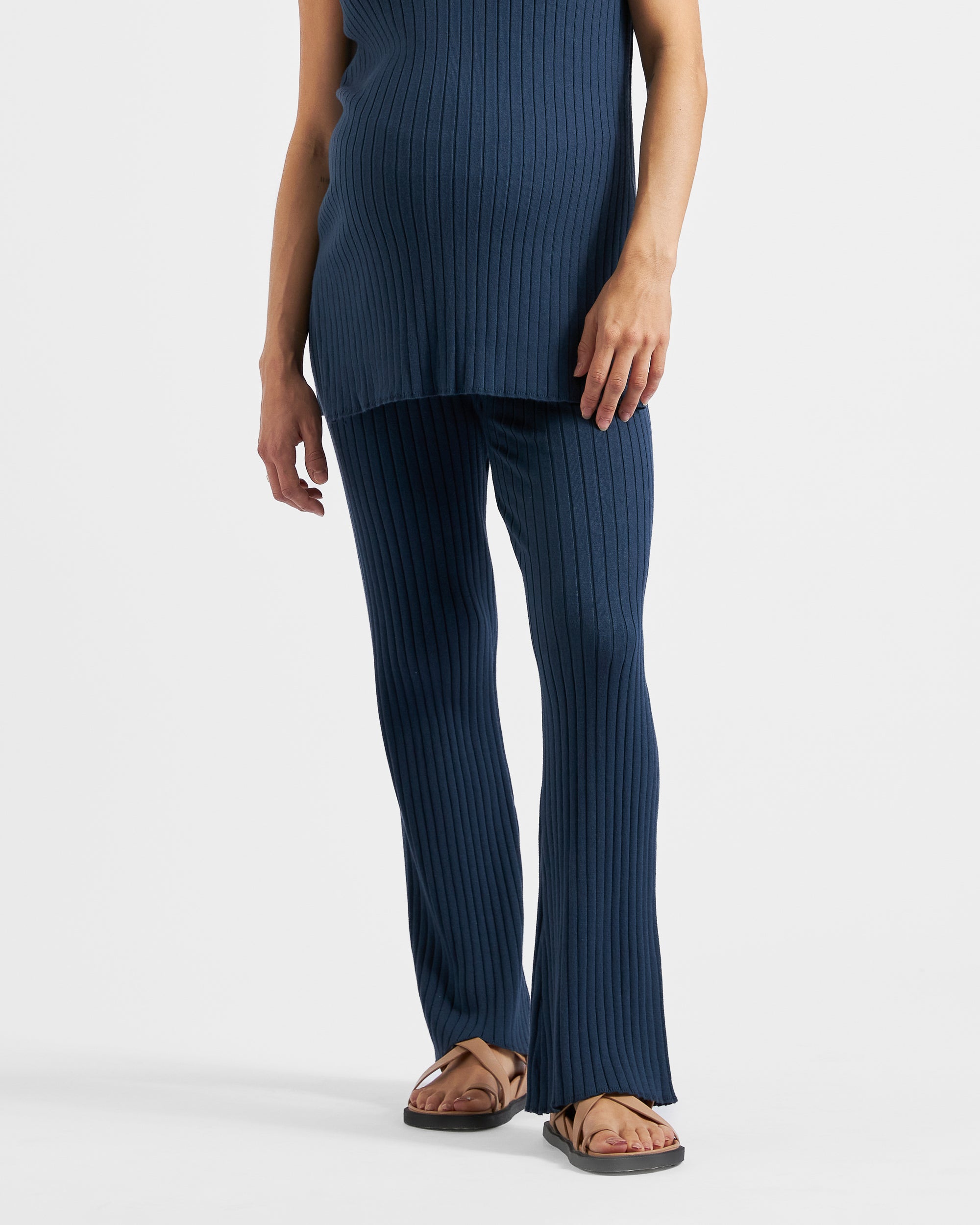 Sienna Rib Knit Pant  French Navy