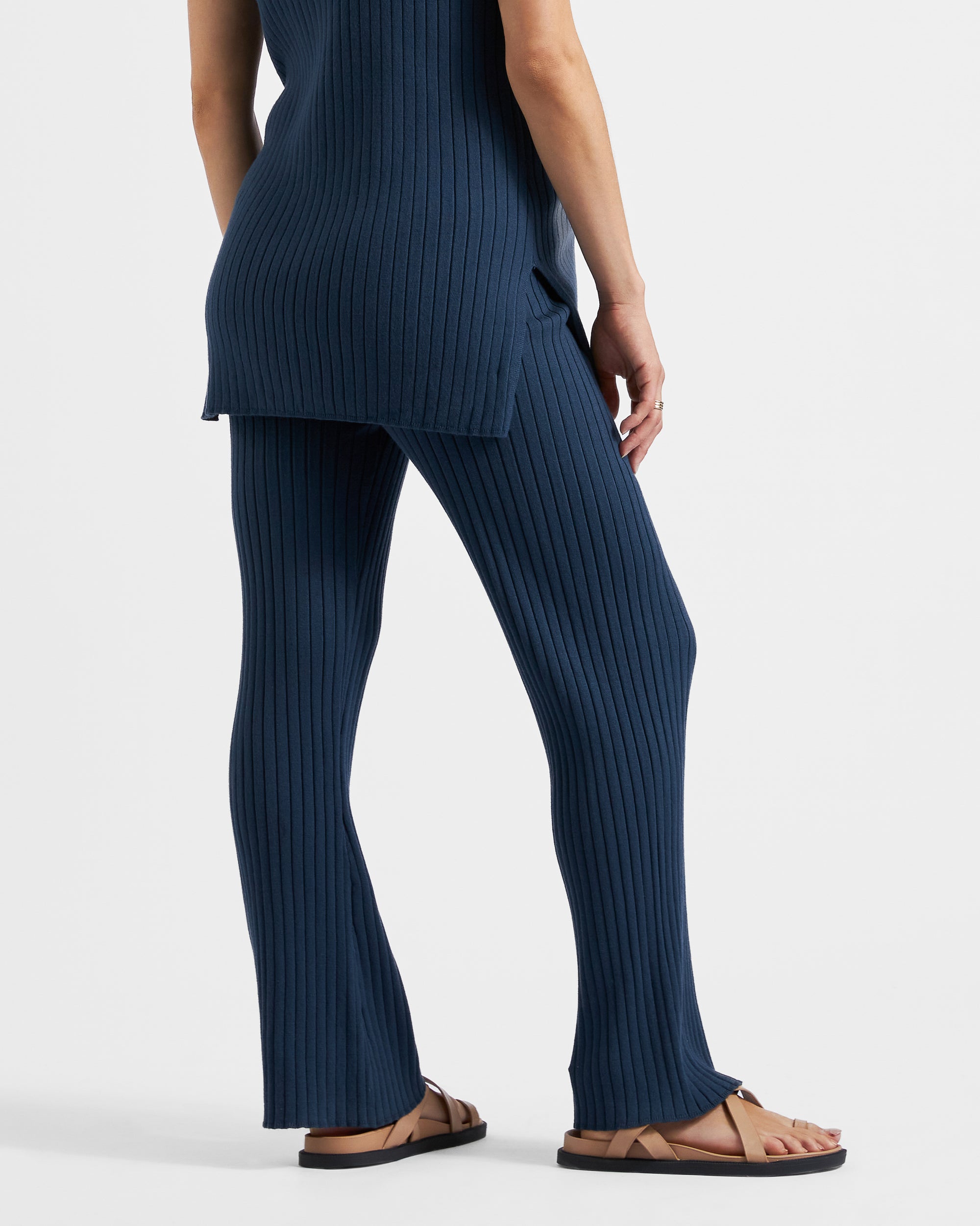 Sienna Rib Knit Pant  French Navy