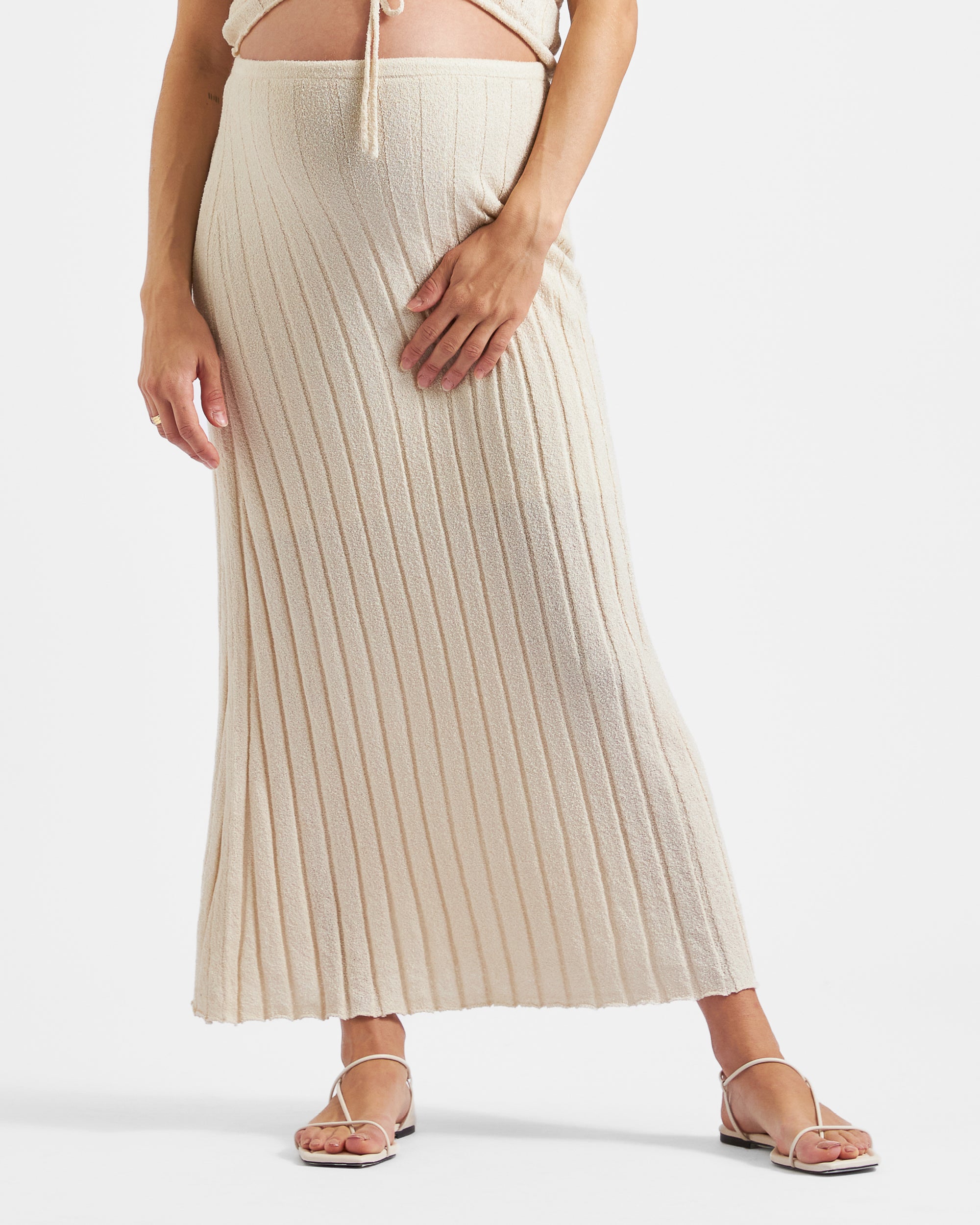 Charli Rib Knit Skirt  Stone