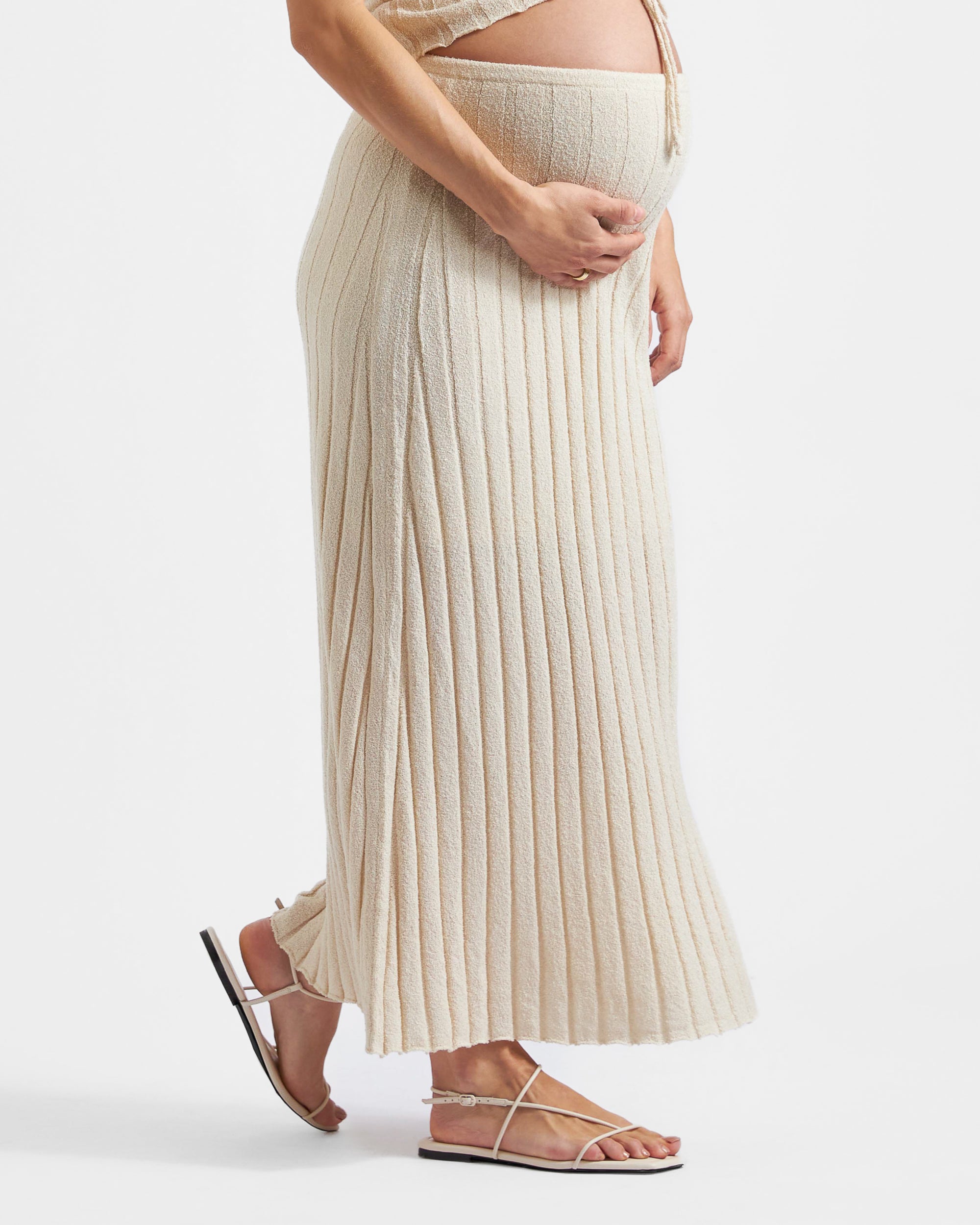 Charli Rib Knit Skirt  Stone