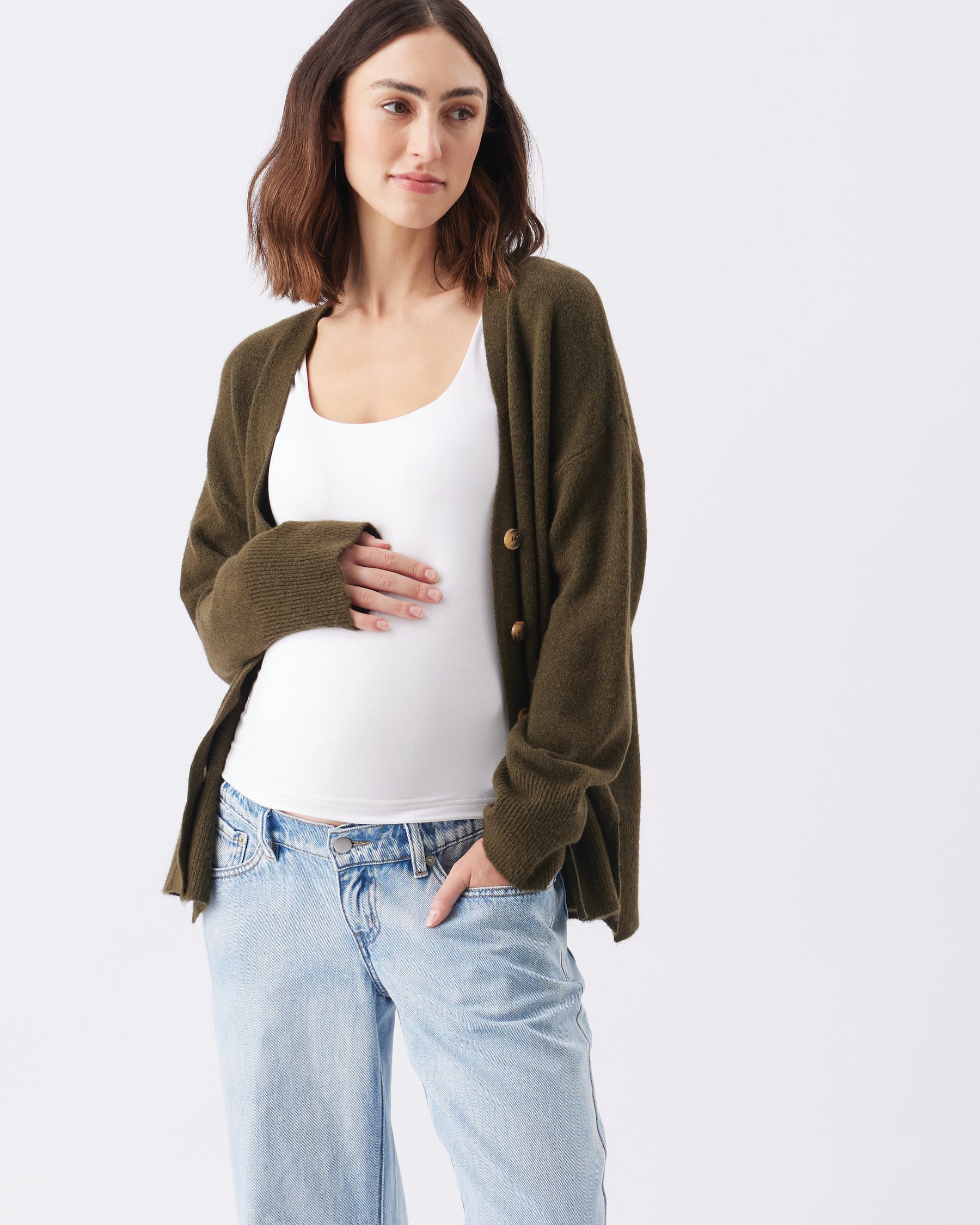 Tully Knit Cardigan Khaki