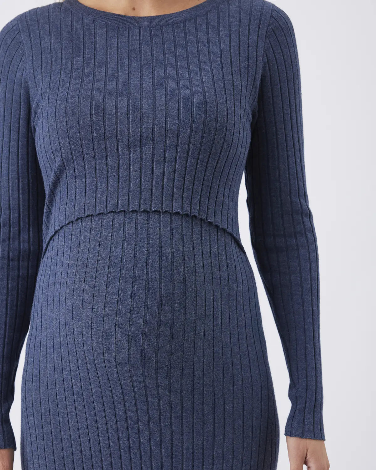 Eden Knit Nursing Dress  Denim Marle