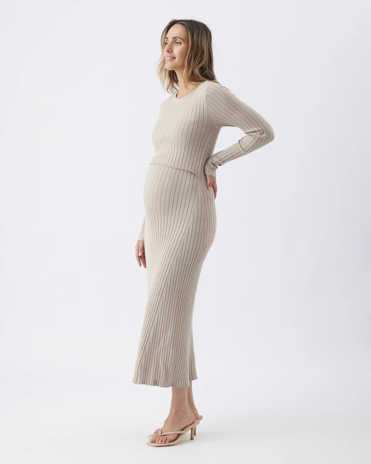 Eden Knit Nursing Dress  Stone