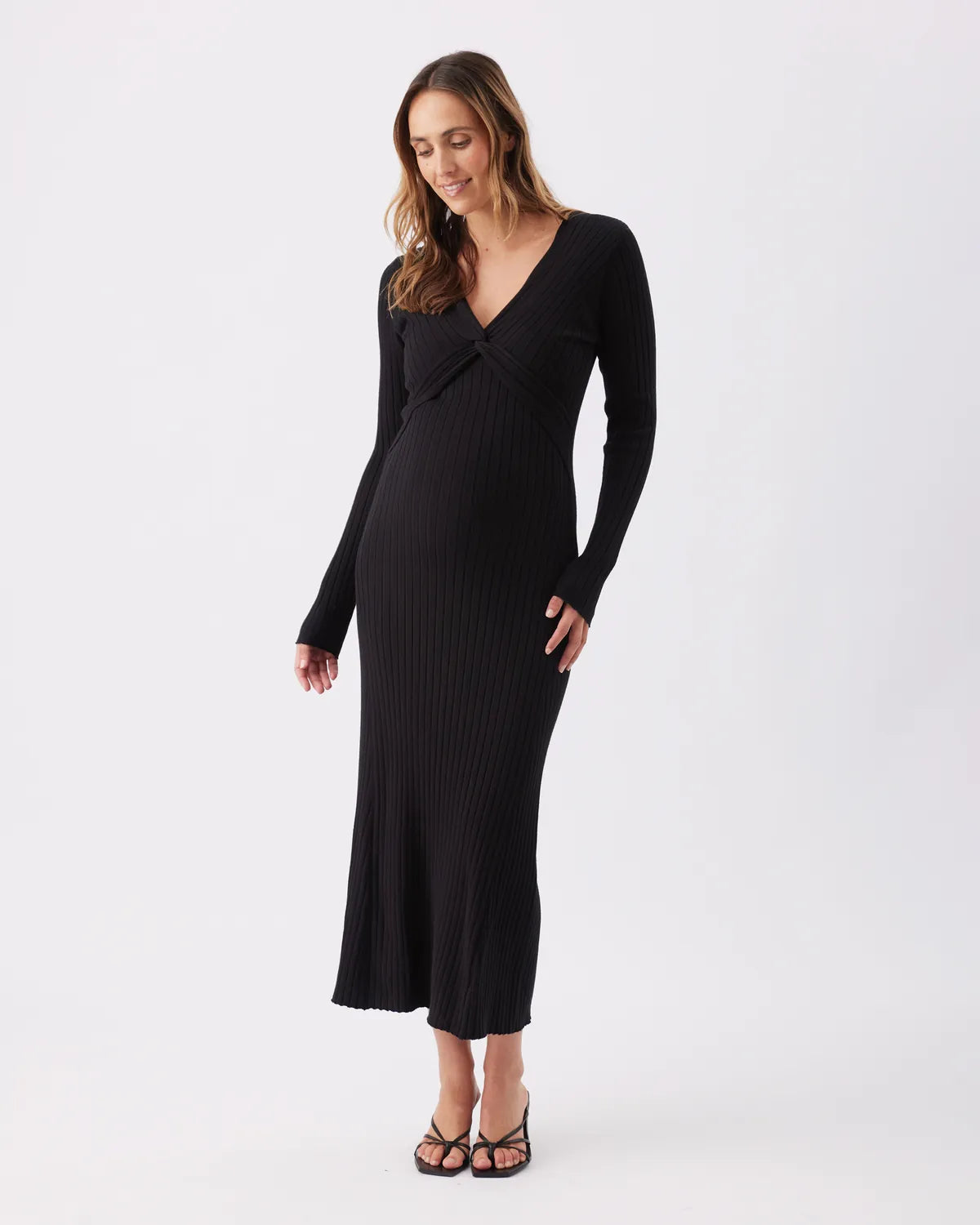 Remi Knit Nursing Dress  Black