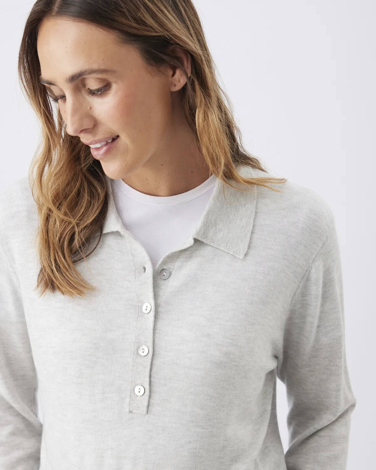 Piper Polo Nursing  Knit  Silver Marle