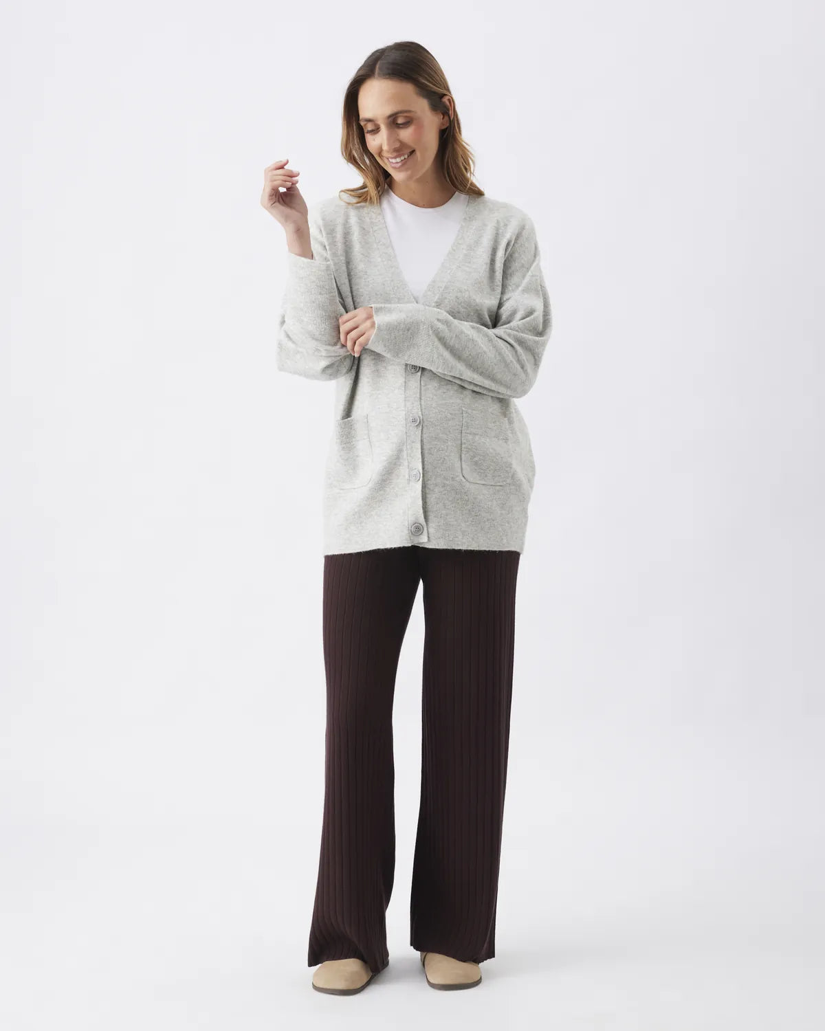 Chelsea V-Neck Cardigan  Silver Marle