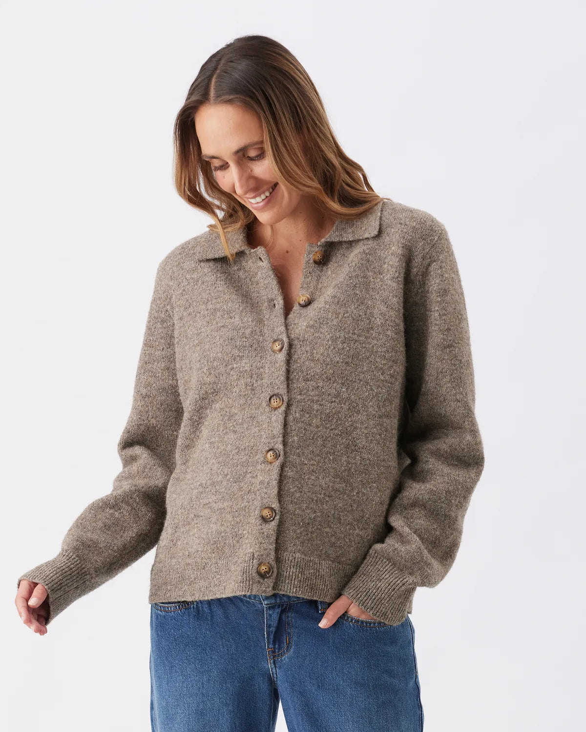 Brodie Collared Cardigan Truffle
