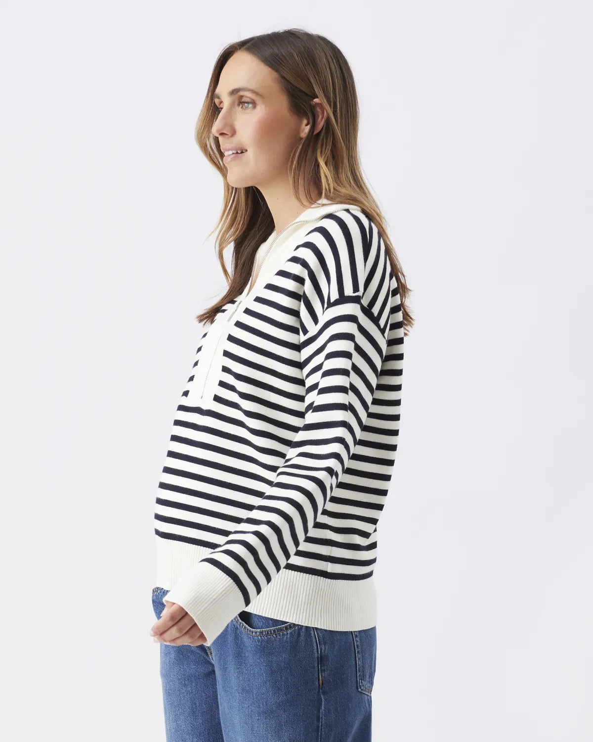 Fable Nursing Knit   White / Midnight