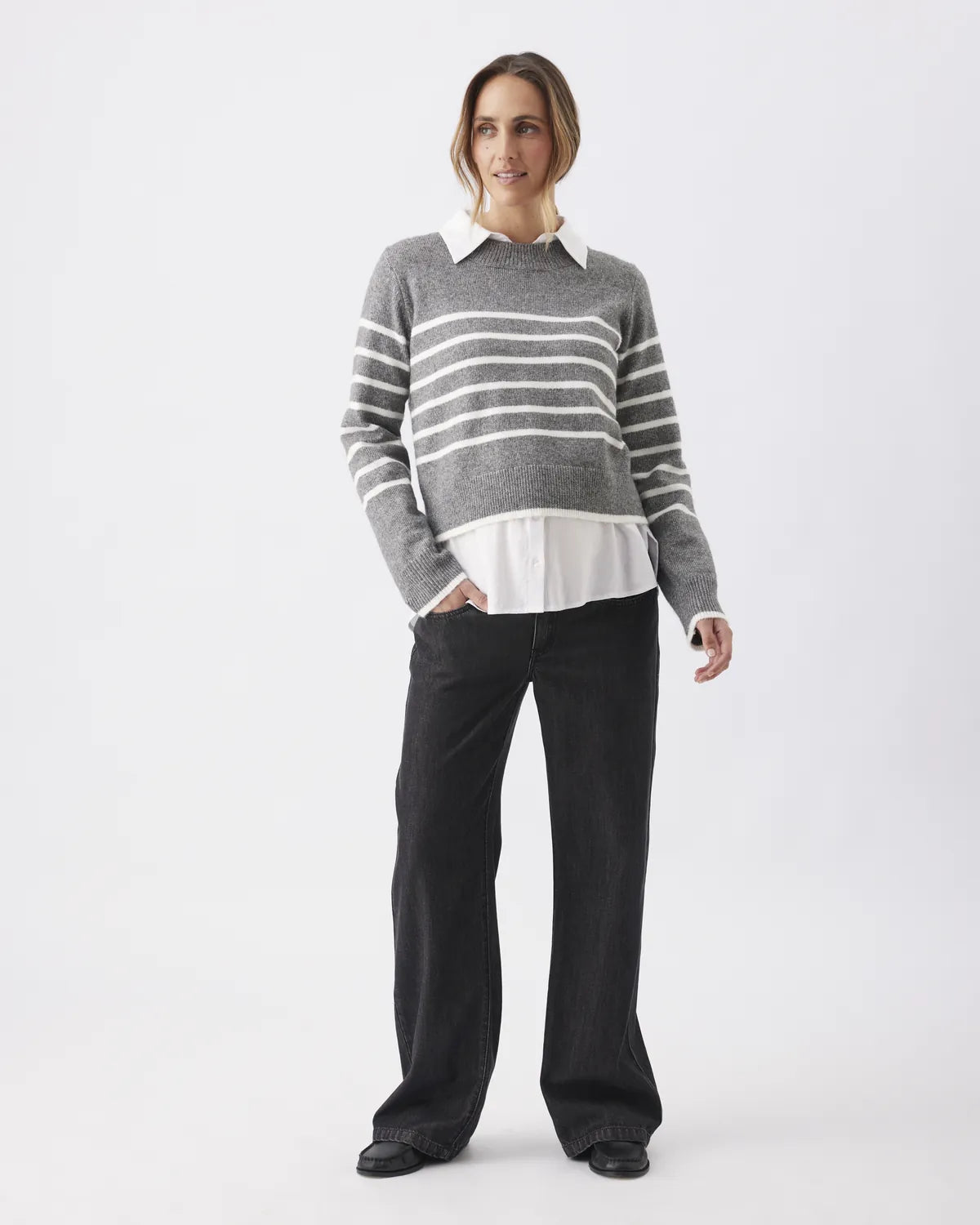 Montana Knit  Grey Marle / White