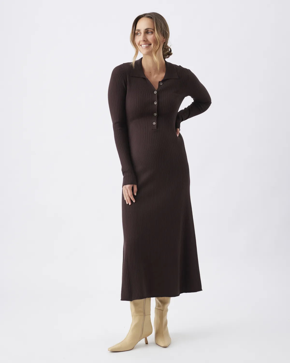 Hollie Polo Knit Dress  Cocoa