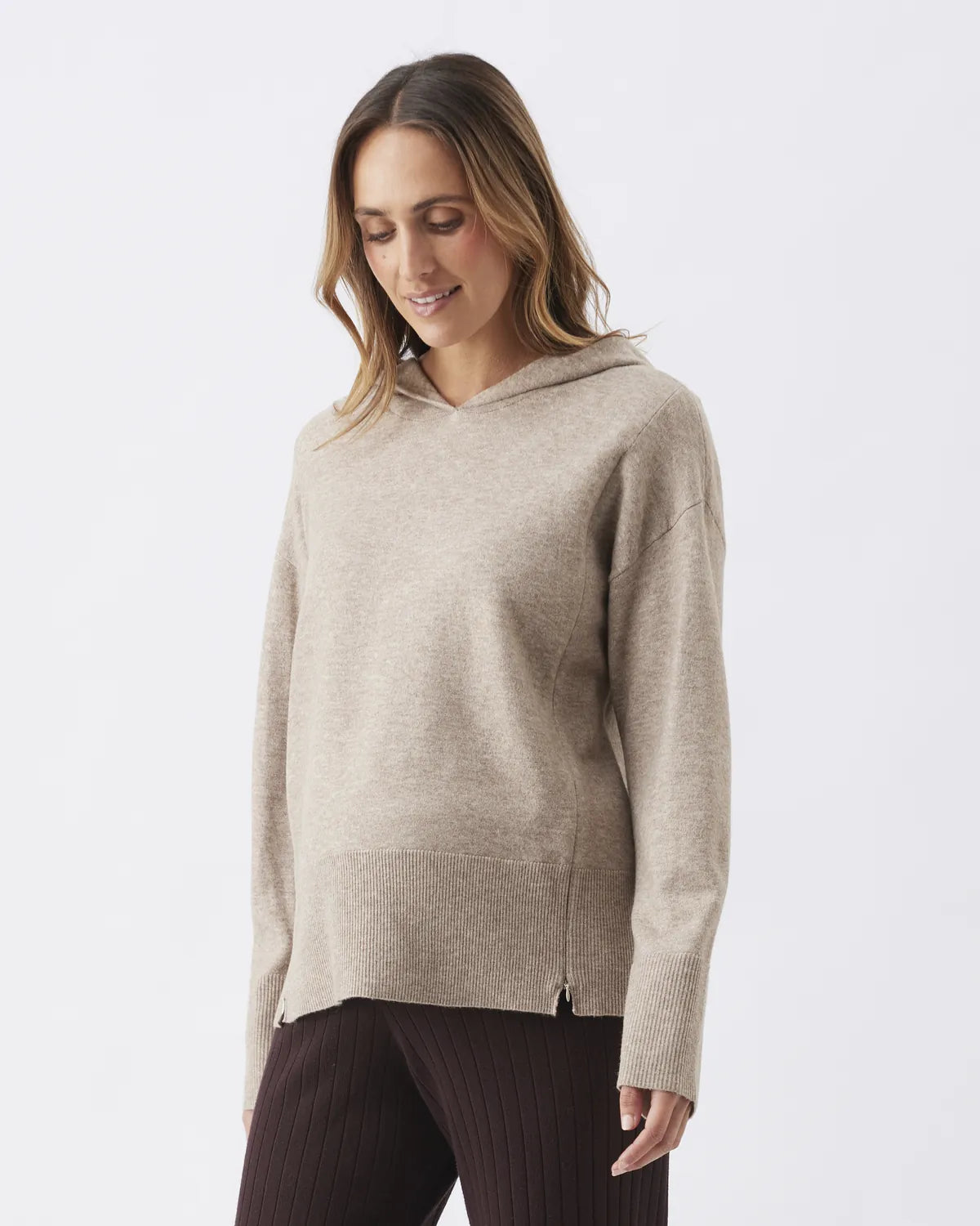 Finley Nursing Knit Hoodie   Latte