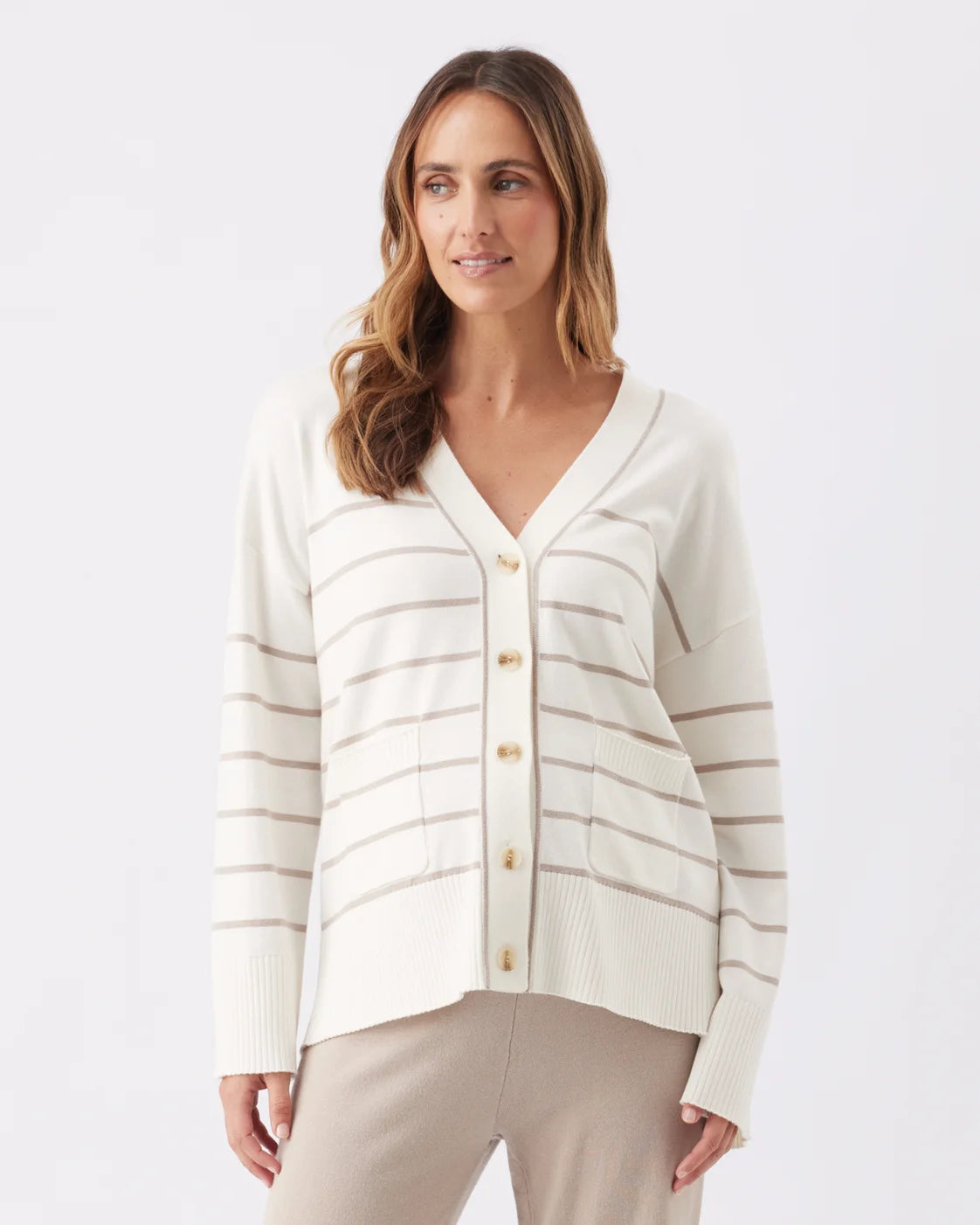 Ellis Knit Cardigan Off White / Stone