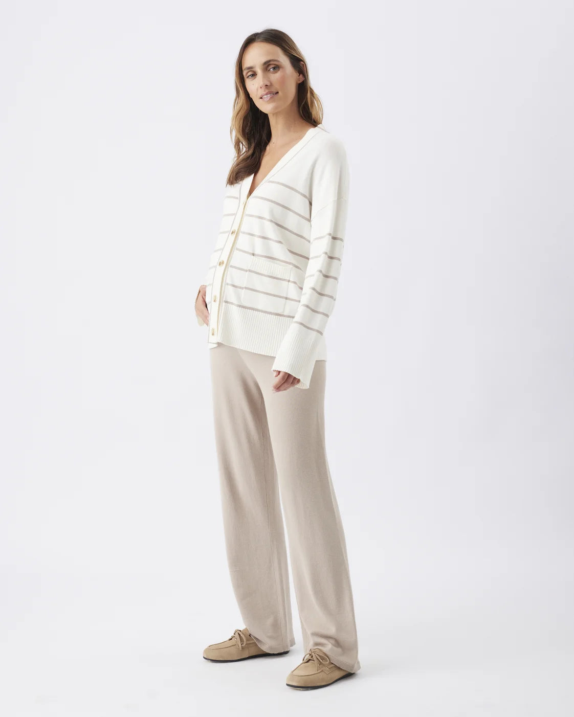 Ellis Knit Cardigan Off White / Stone