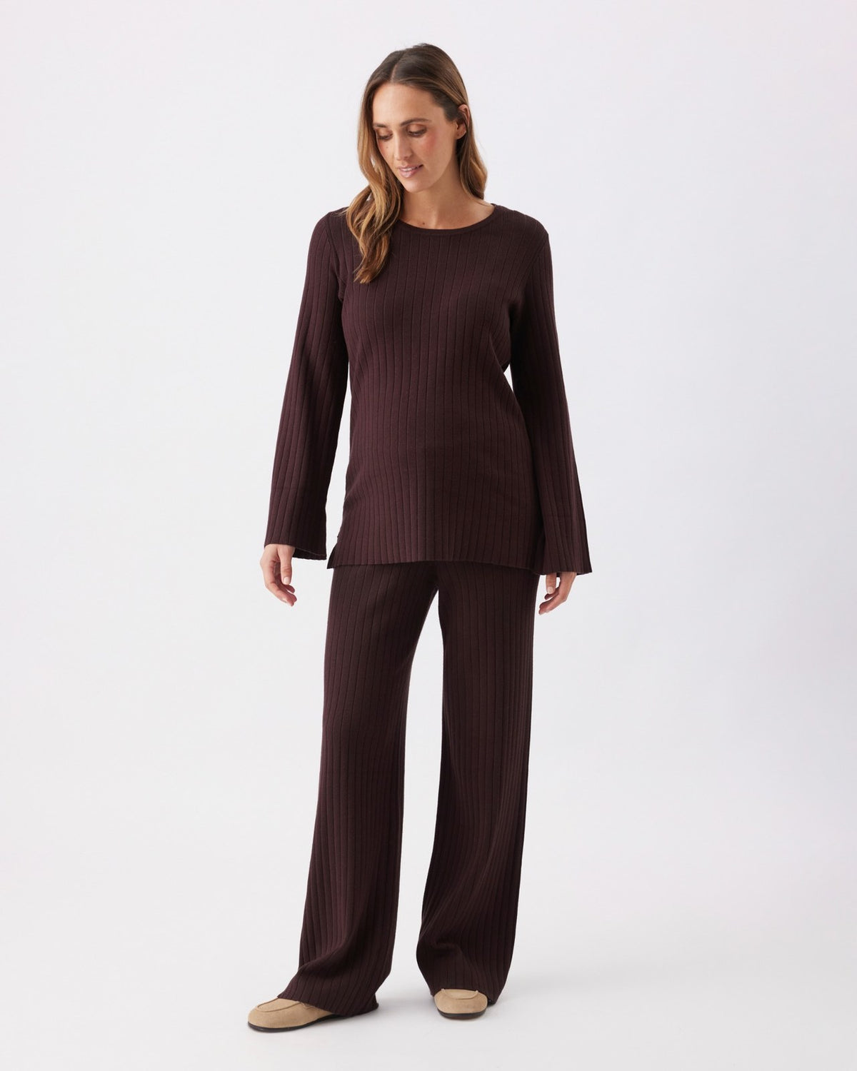 Dallas Rib Knit Pant  Cocoa