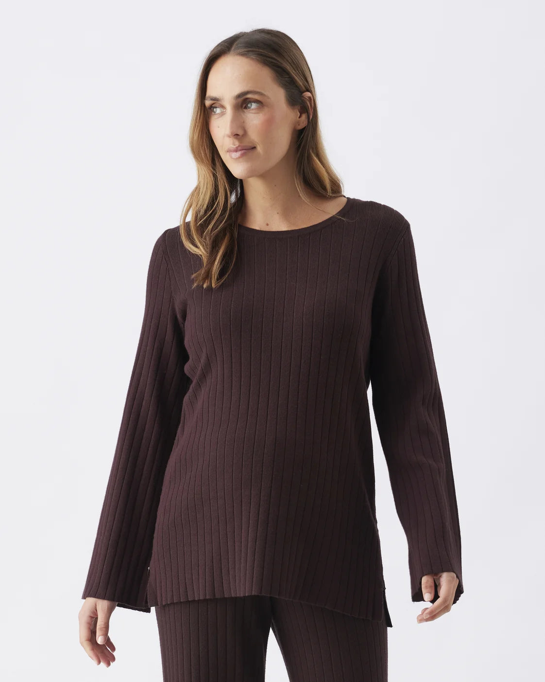 Dallas Rib Knit Nursing Top Cocoa