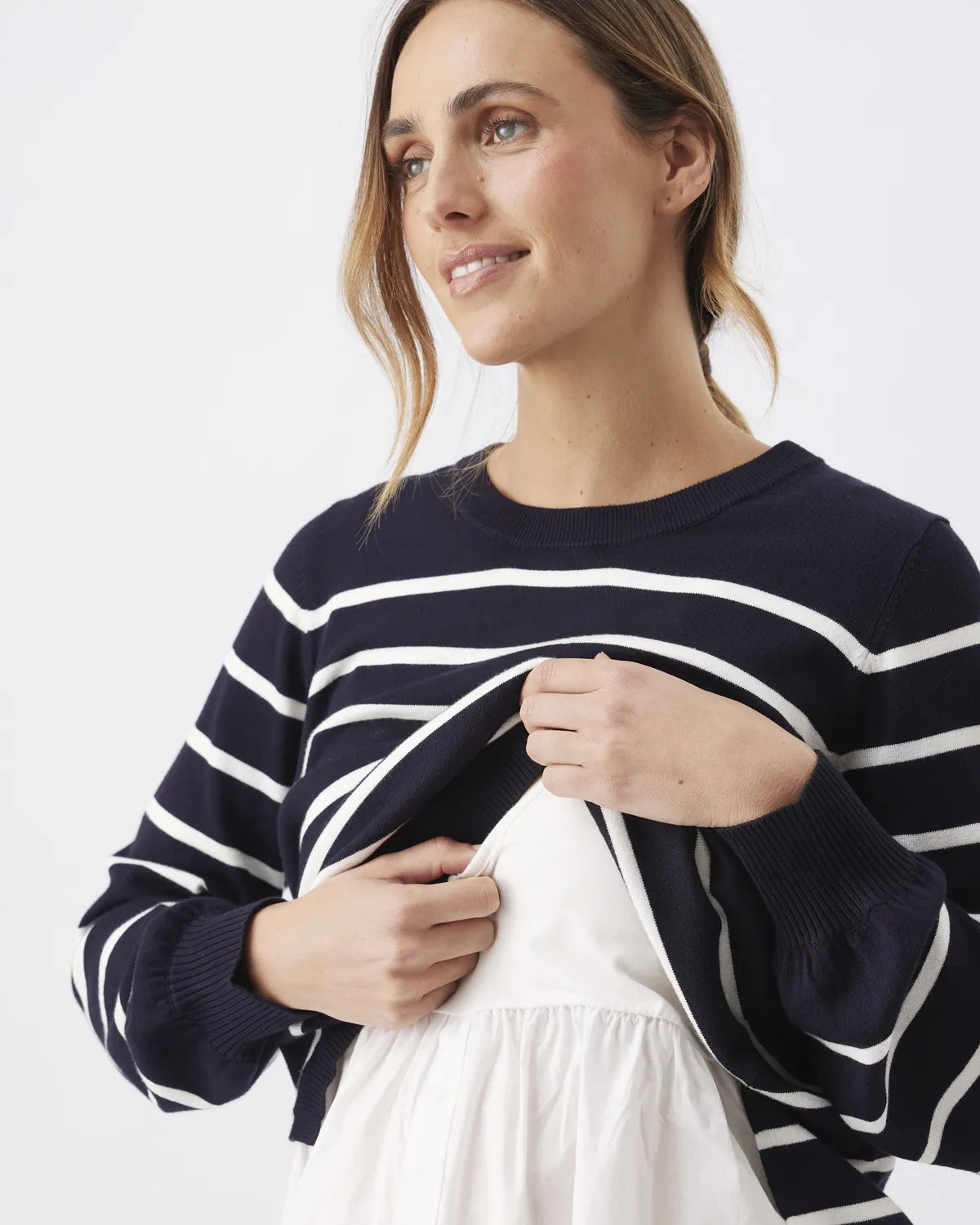 Anna Detachable Nursing Knit   Midnight / White