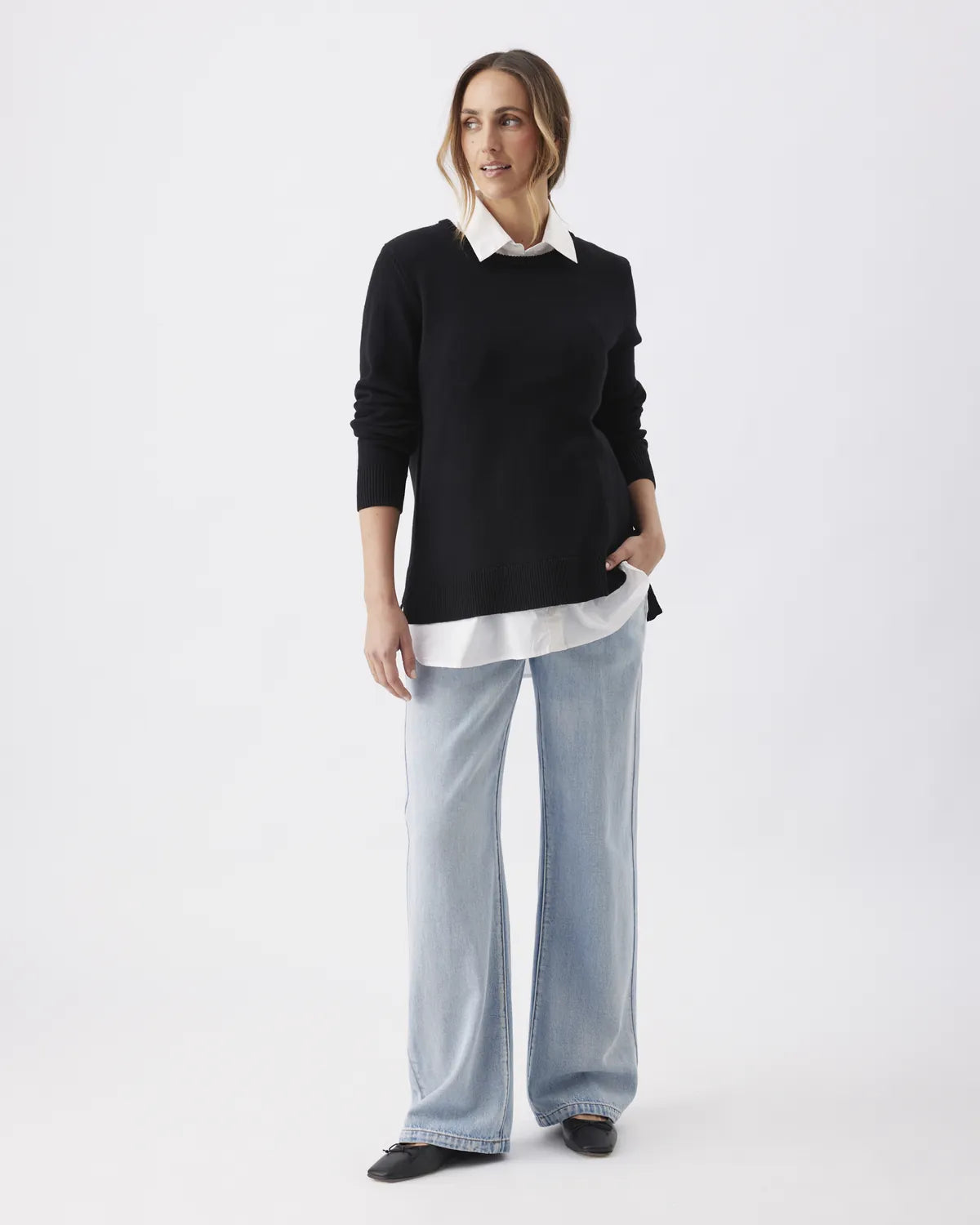 Tori Detachable Nursing Knit  Black / White