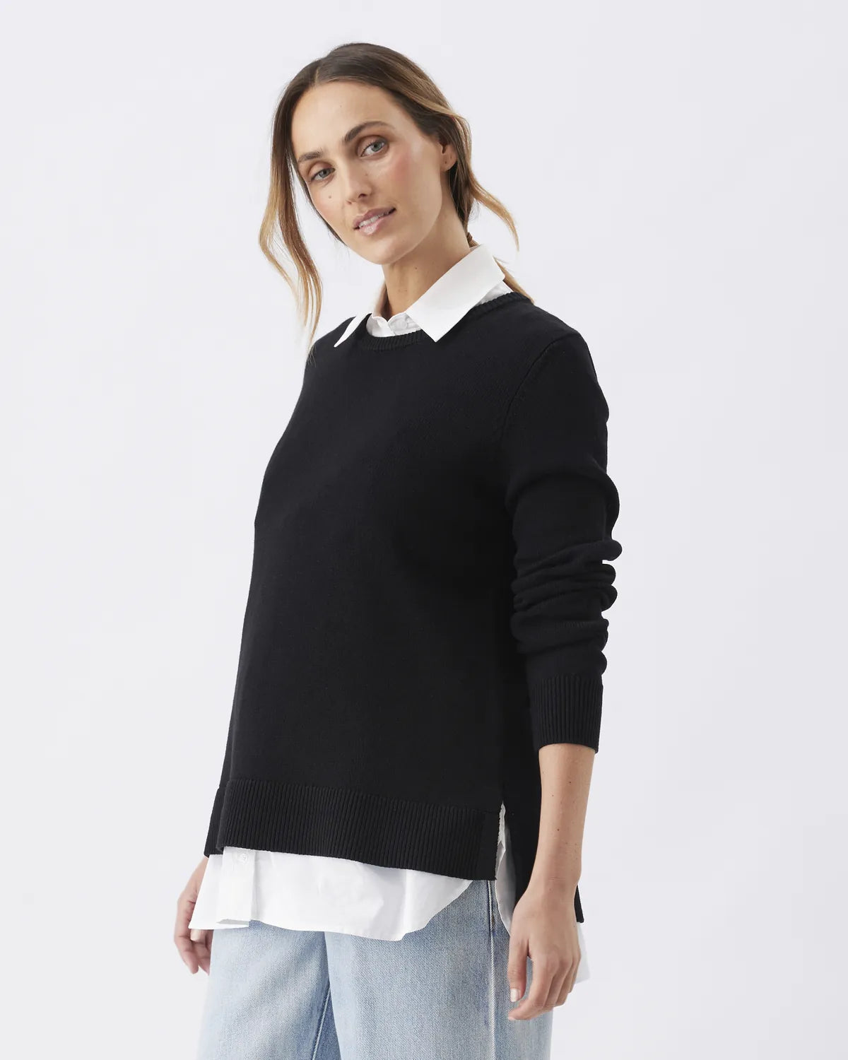 Tori Detachable Nursing Knit  Black / White