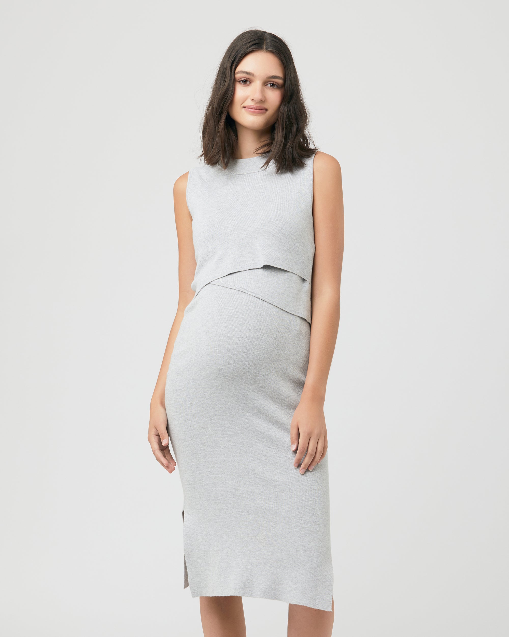 Layered Knit Nursing Dress Silver Marle