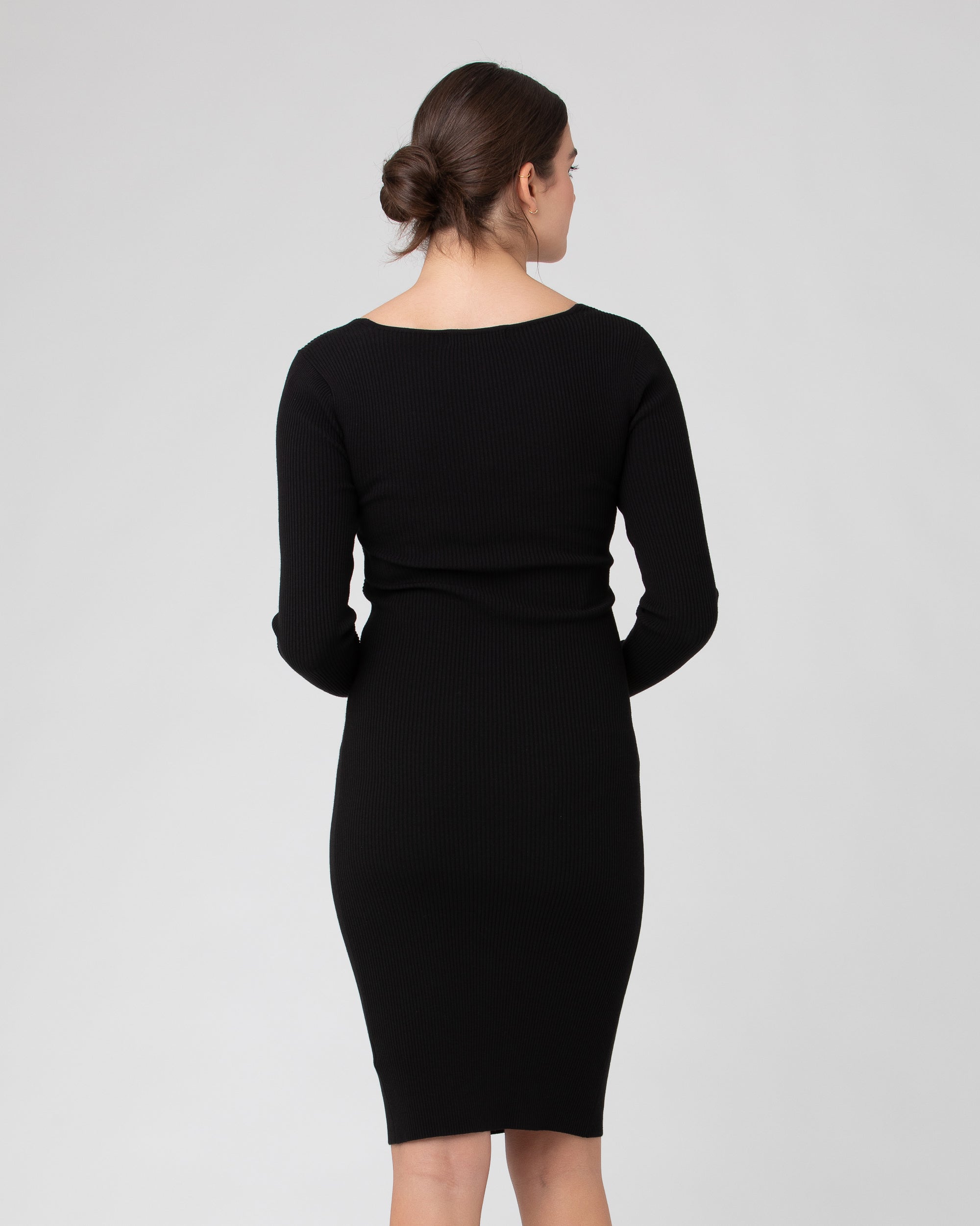 Ripe Maternity Size Large Long Sleeve Sweater Maxi Dress Black Cotton Blend