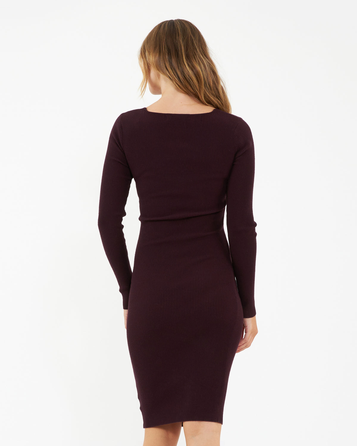 Sadie Rib Knit Nursing Dress Maroon