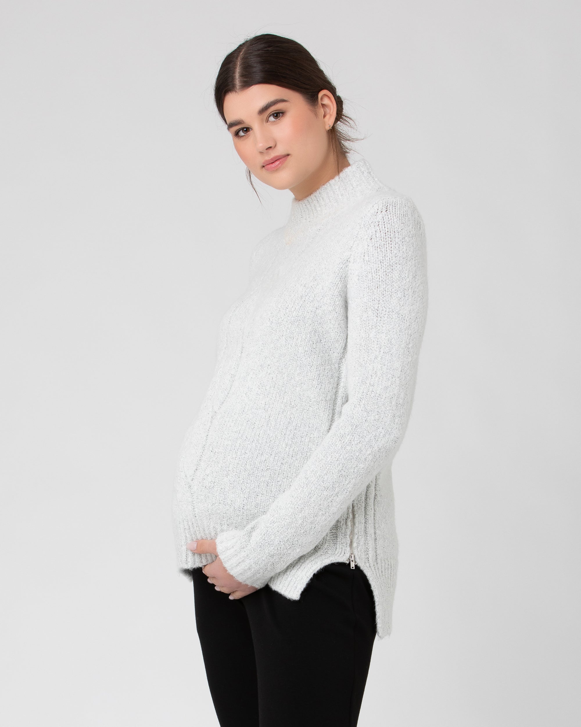 Seraphine Powder Blue Cable Knit Maternity & Nursing Sweater