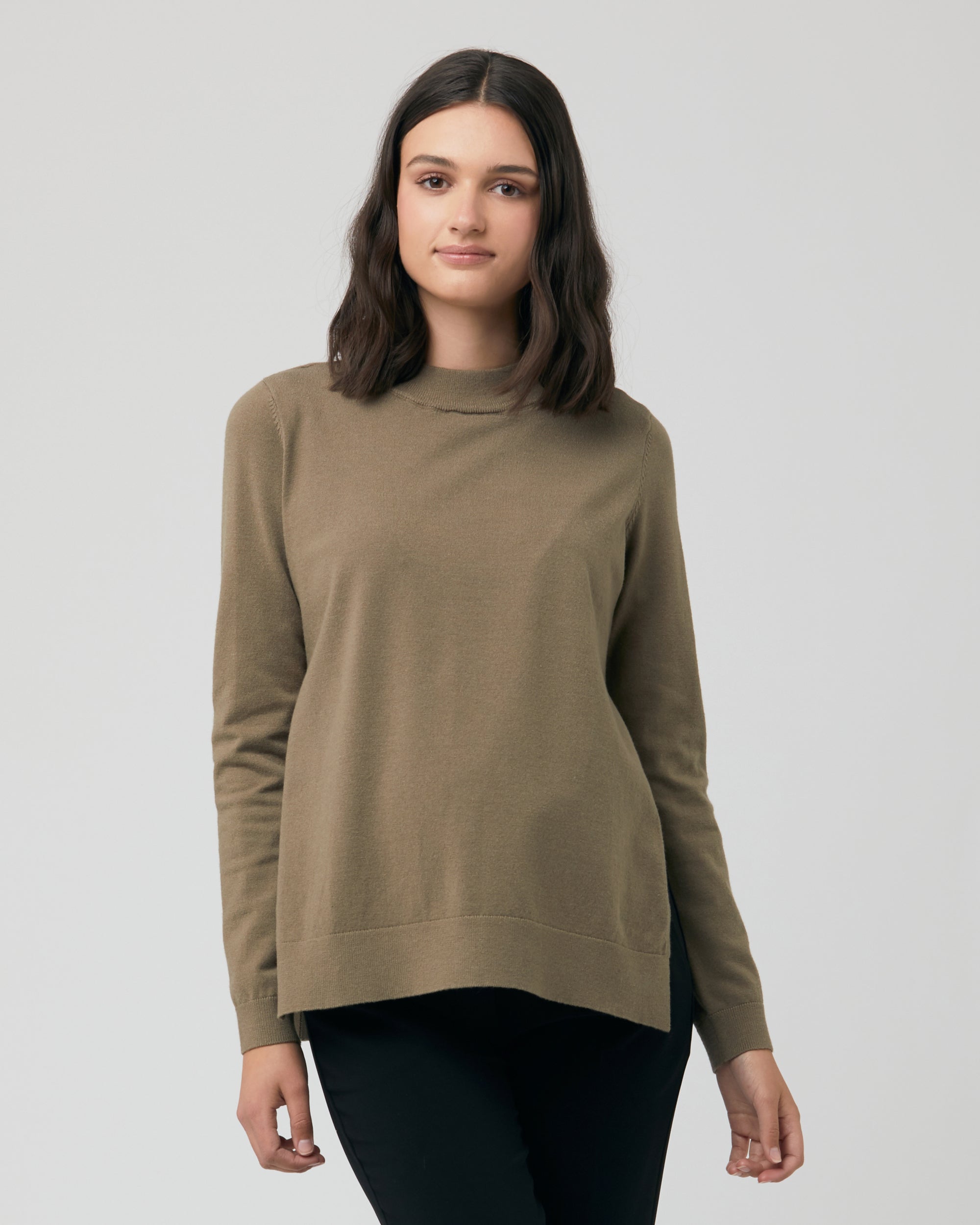 Morgan Side Split Nursing Knit Olive