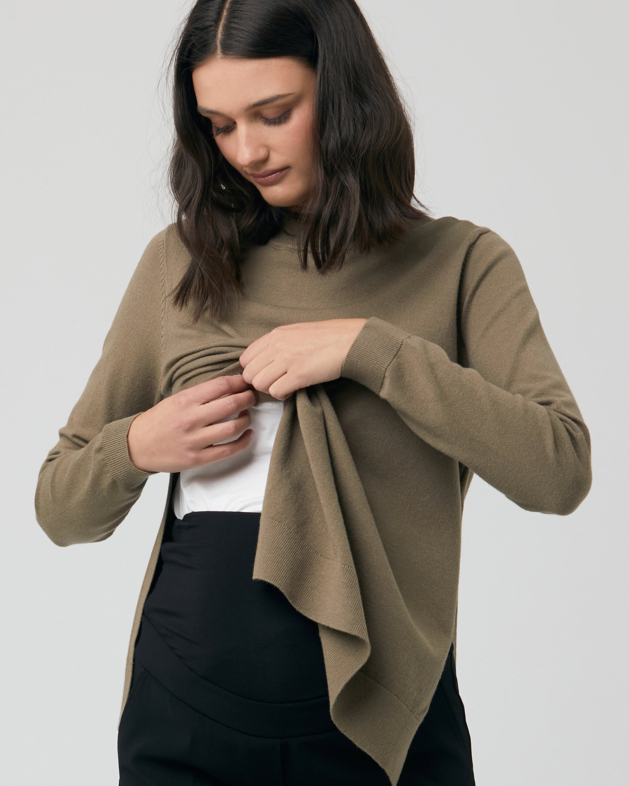Morgan Side Split Nursing Knit Olive