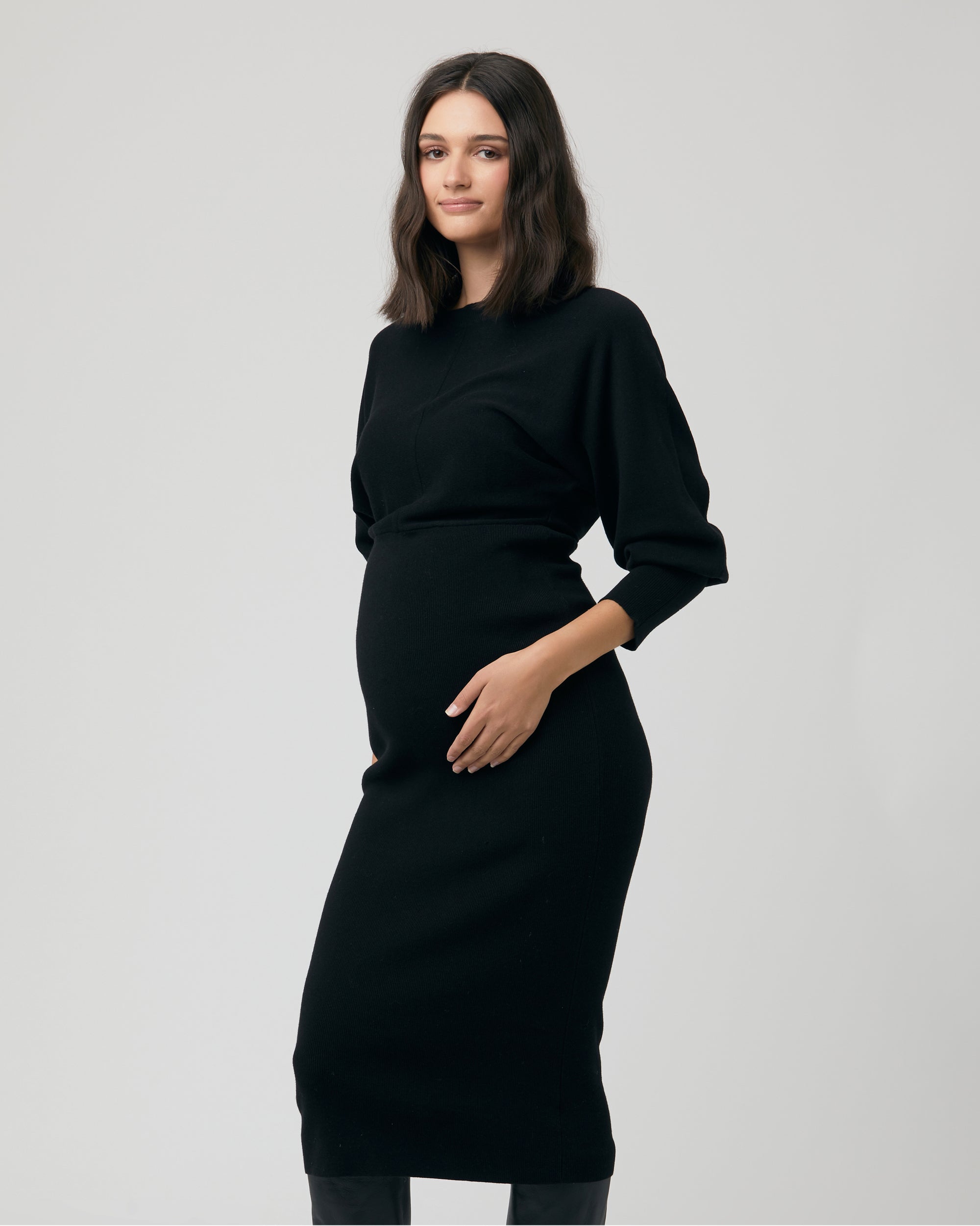 Bmama Maternity Pregnant Panthera V-Neck Rib-knit Tie Nursing Bodycon Dress  GM008 (Leo)