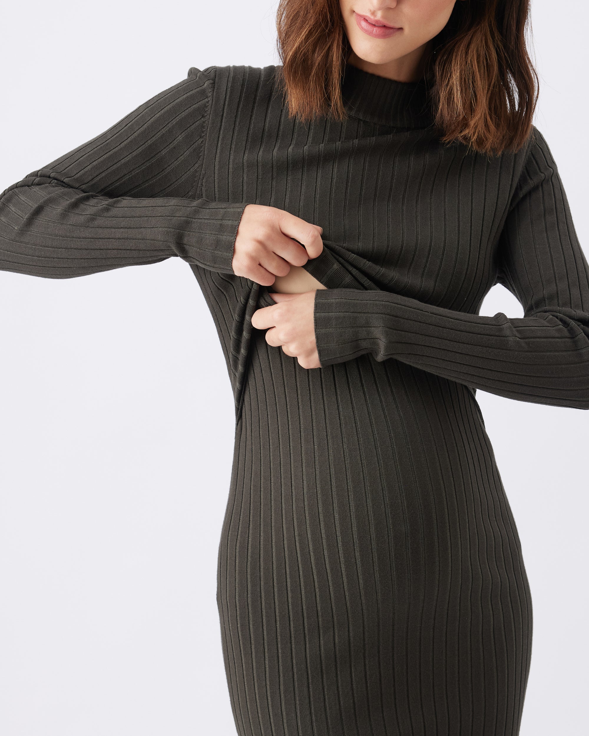 Nella Rib Nursing Knit Dress  Ivy