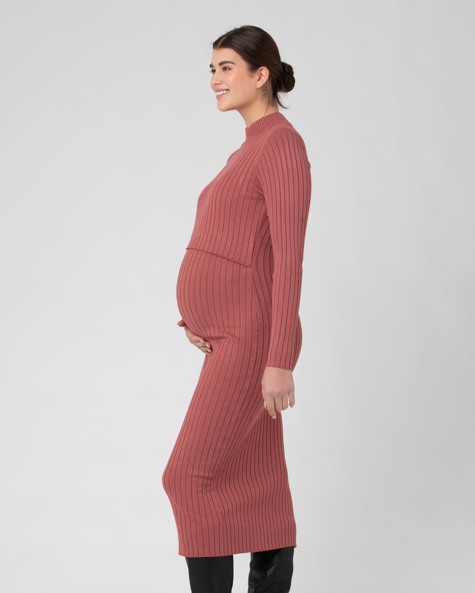 Nella Rib Nursing Knit Dress  Rouge