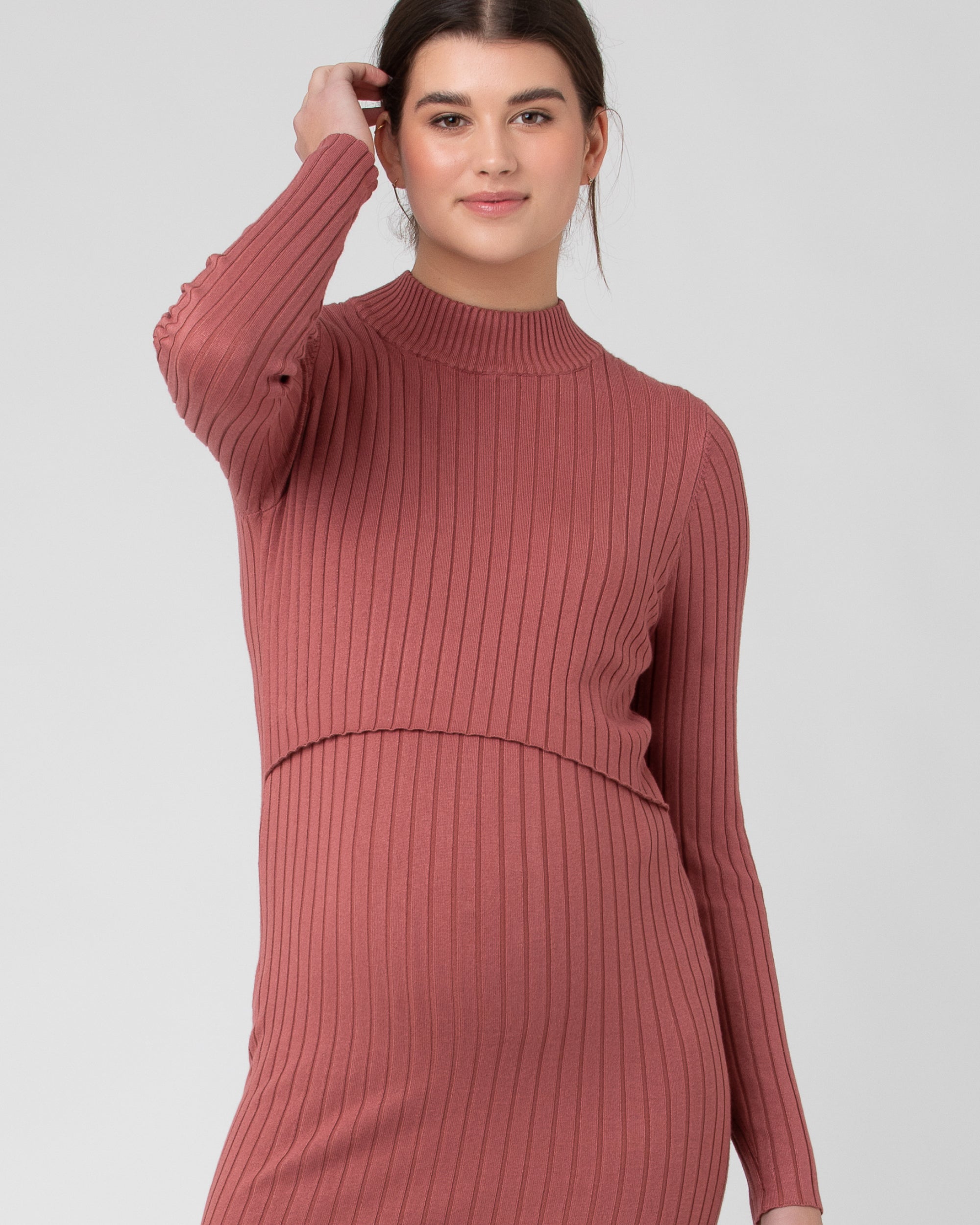 Nella Rib Nursing Knit Dress  Rouge