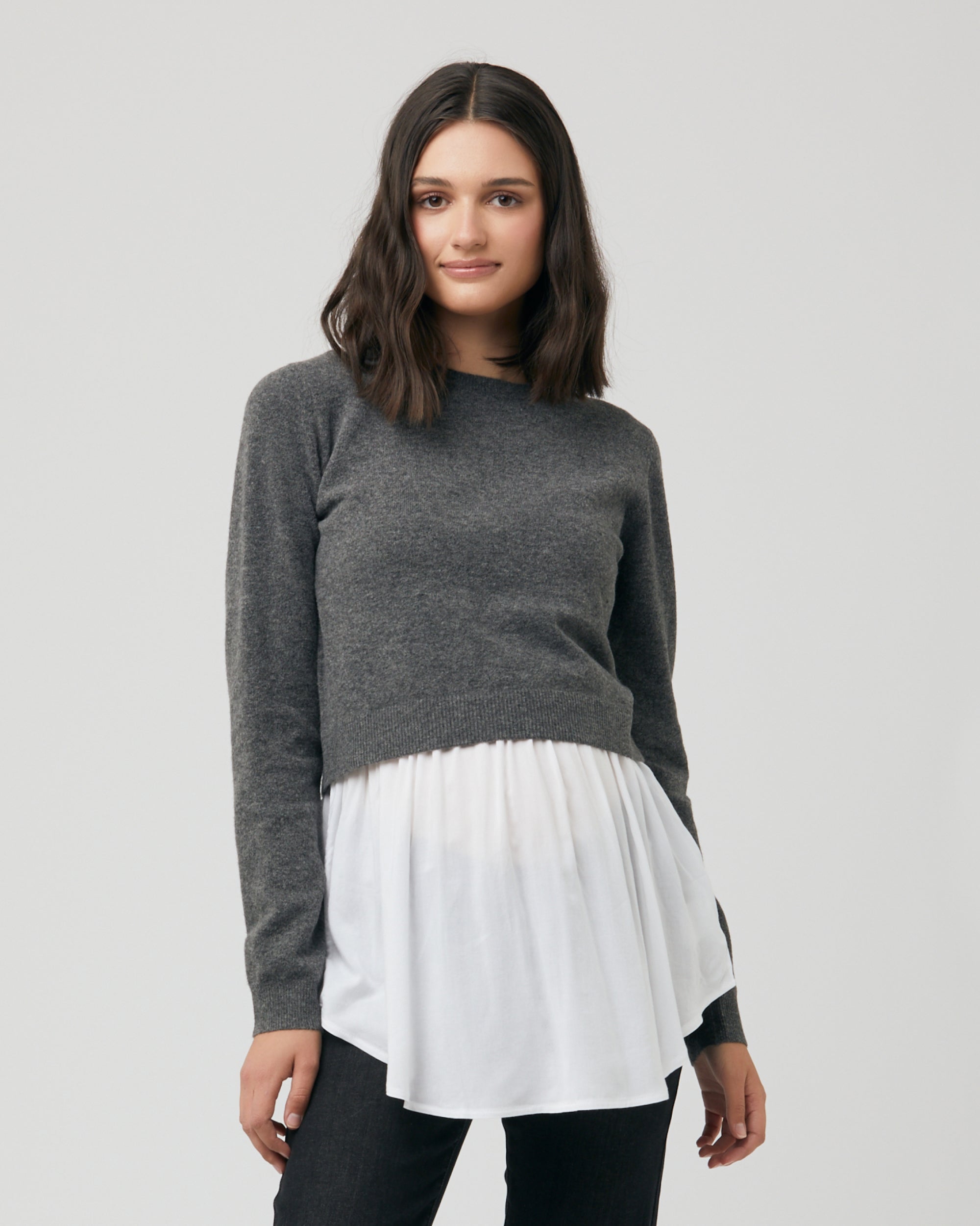 Sandy Detachable Nursing Knit  Charcoal Marle