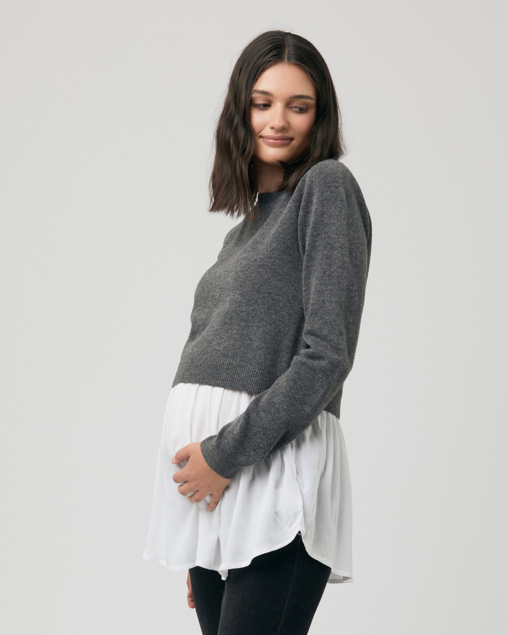 Sandy Detachable Nursing Knit  Charcoal Marle