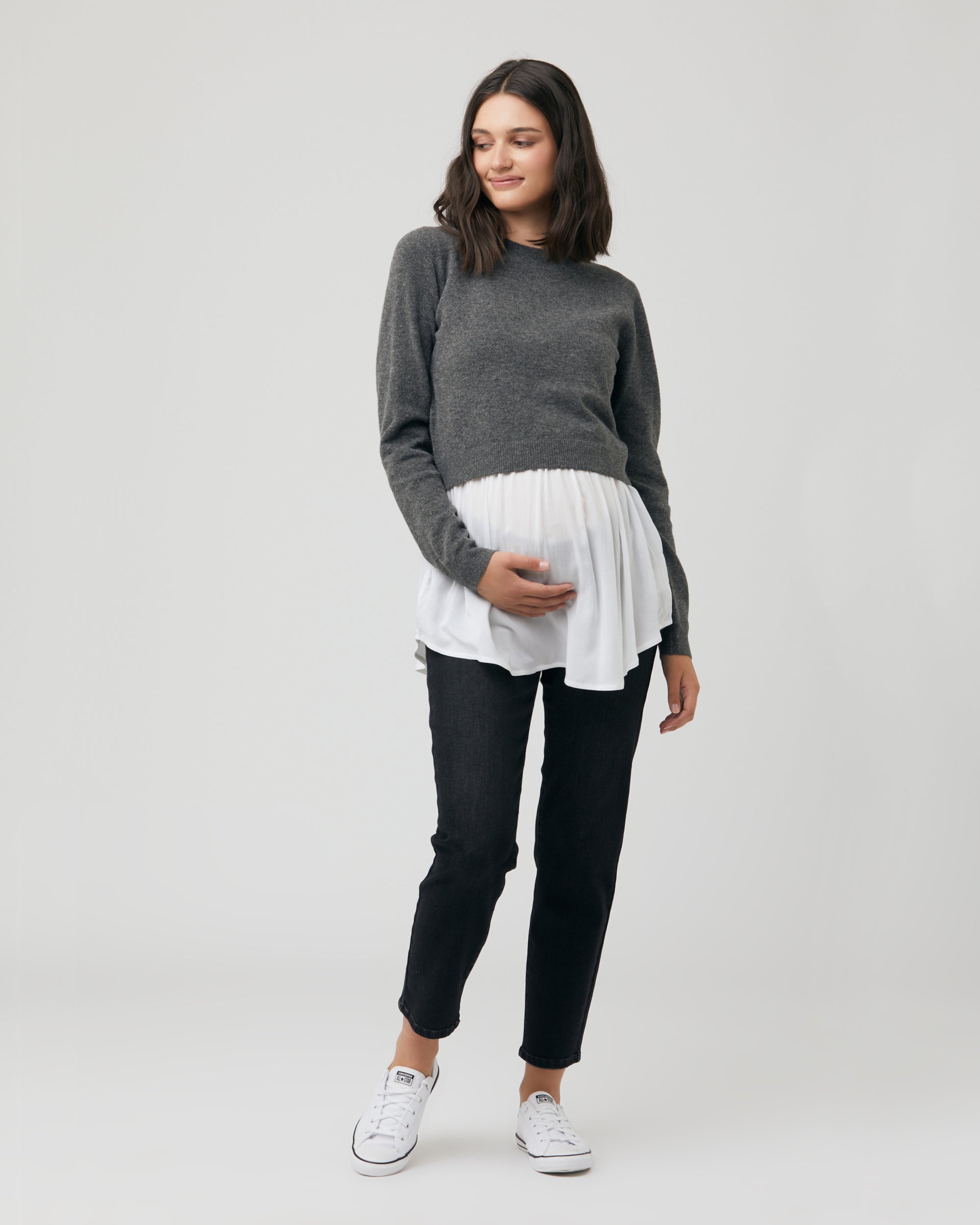 Sandy Detachable Nursing Knit  Charcoal Marle