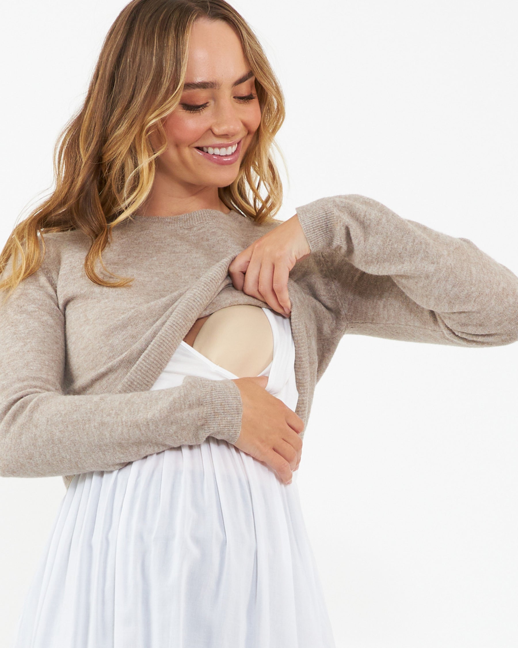 Sandy Detachable Nursing Knit  Latte