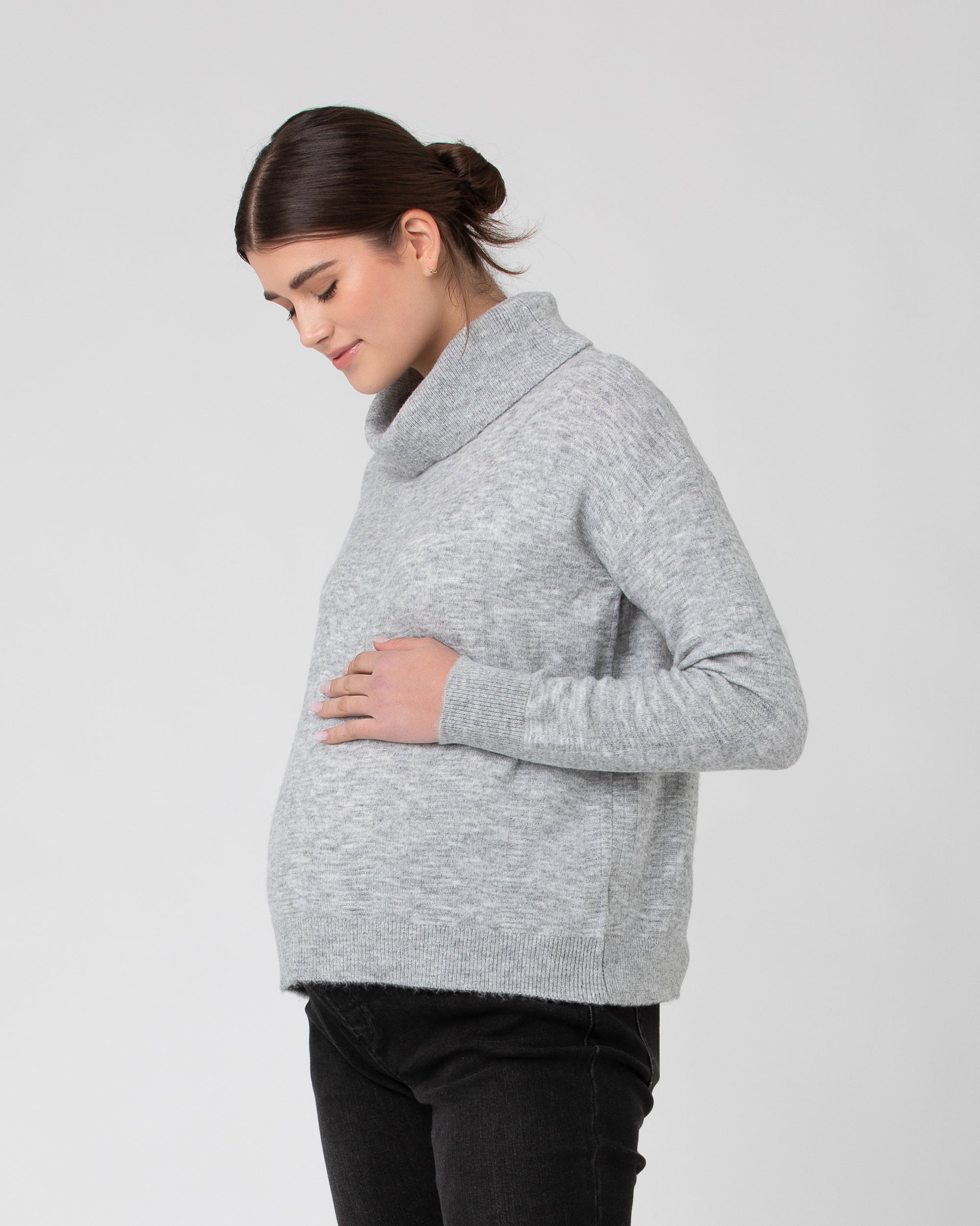 Riley Roll Neck Knit Silver Marle