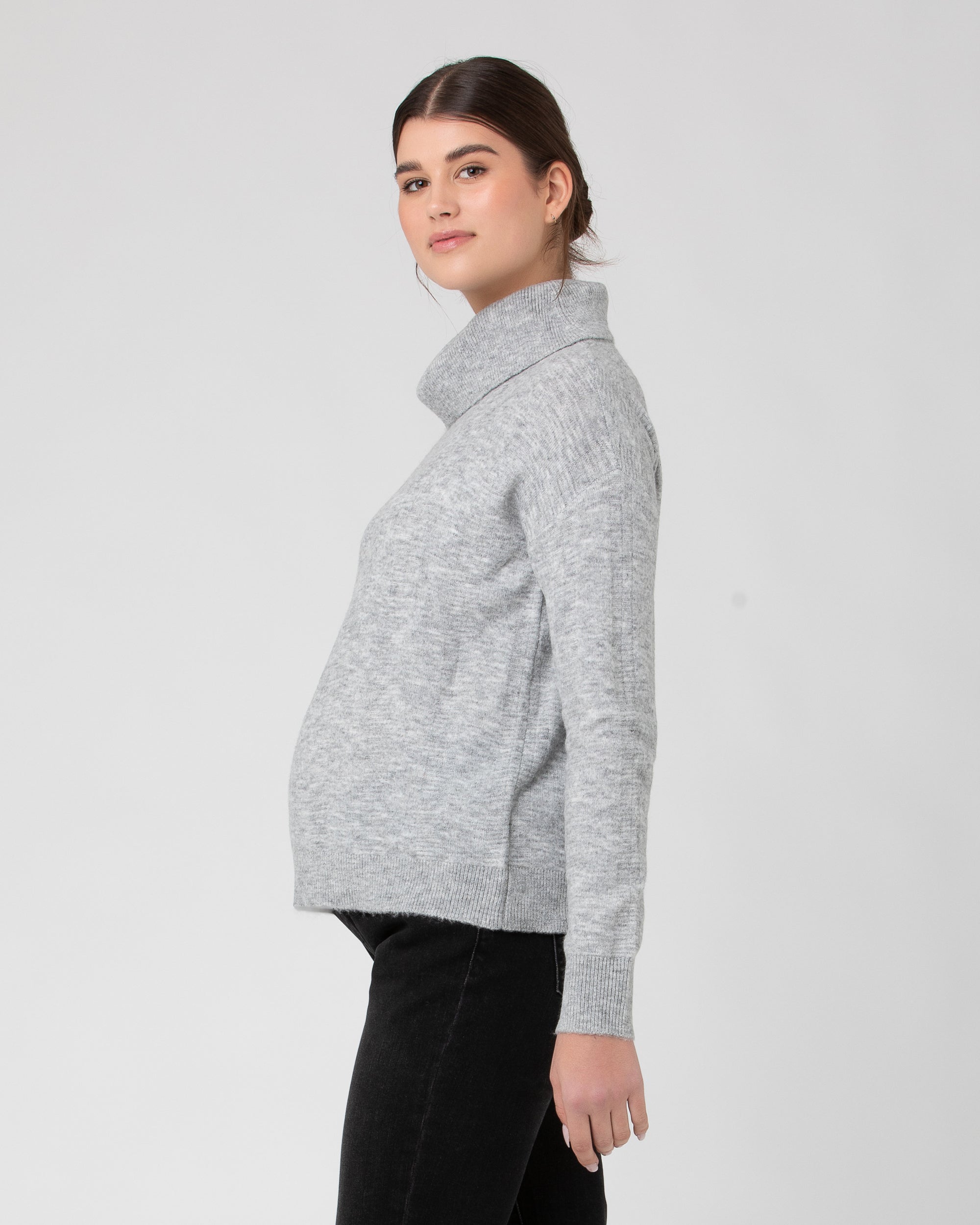 Riley Roll Neck Knit Silver Marle