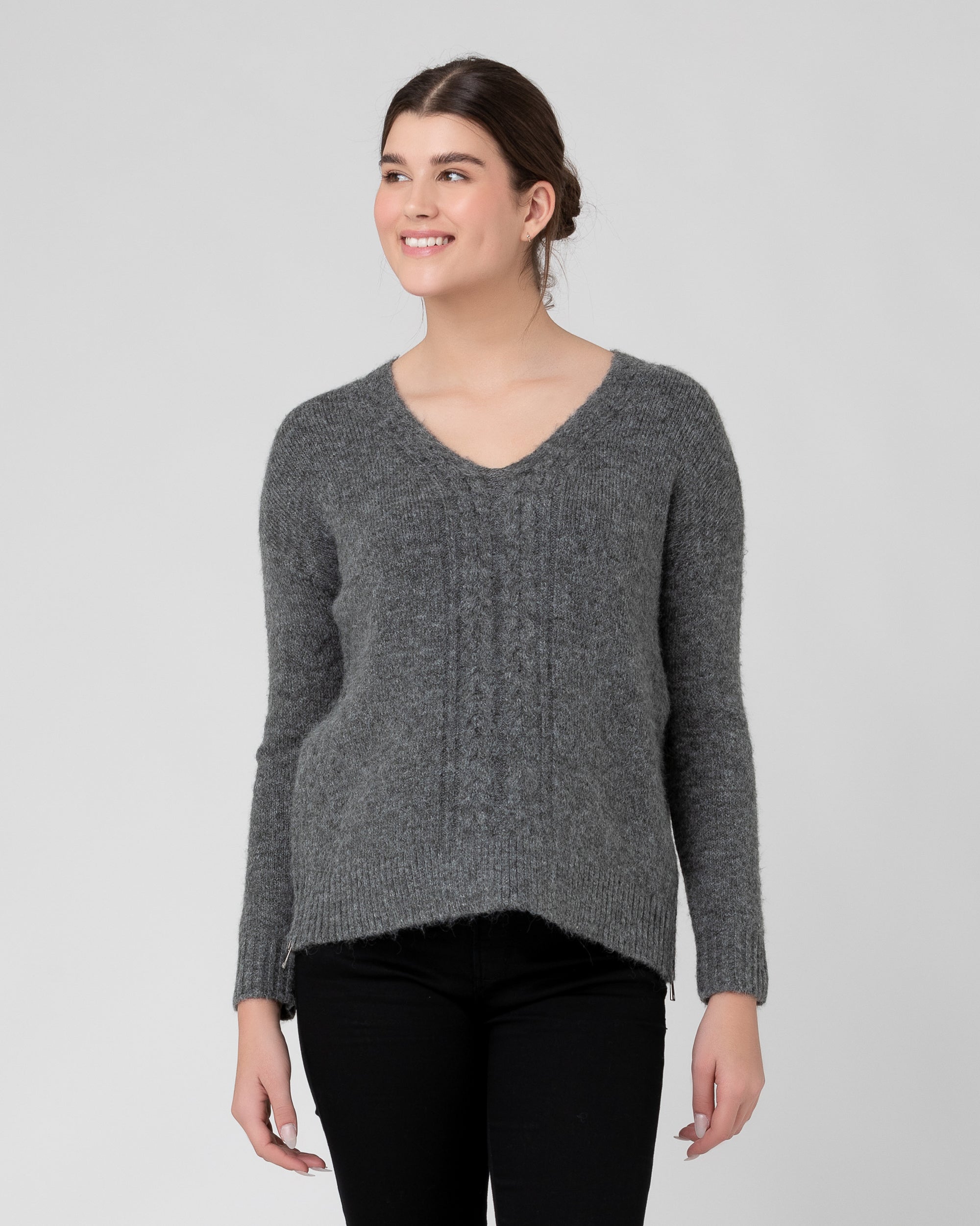 Cara Cable Nursing Knit  Dark Charcoal