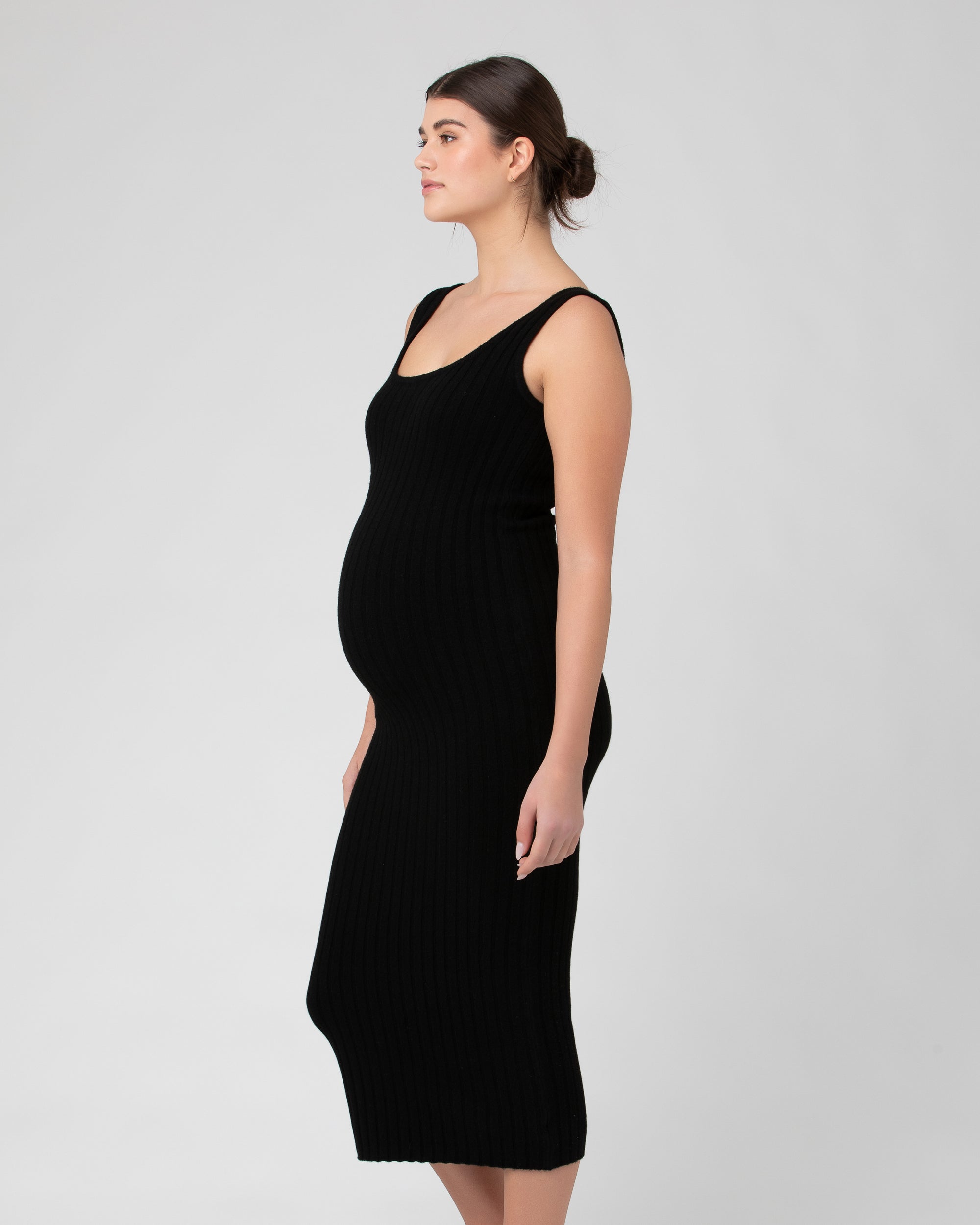 Faye Rib Knit Dress  Black