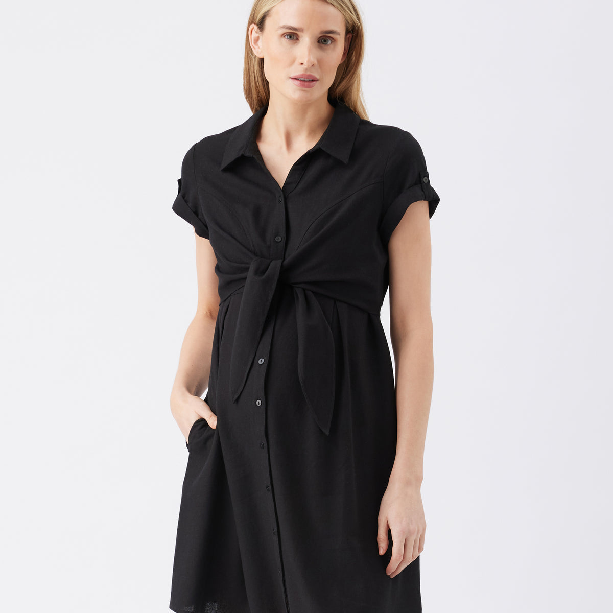 Colette Tie Up Linen Dress