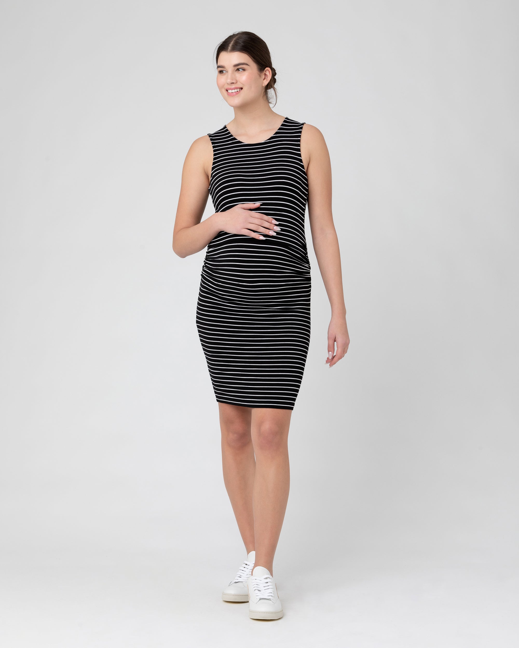 Mia Sleeveless Nursing Dress Black / Flint