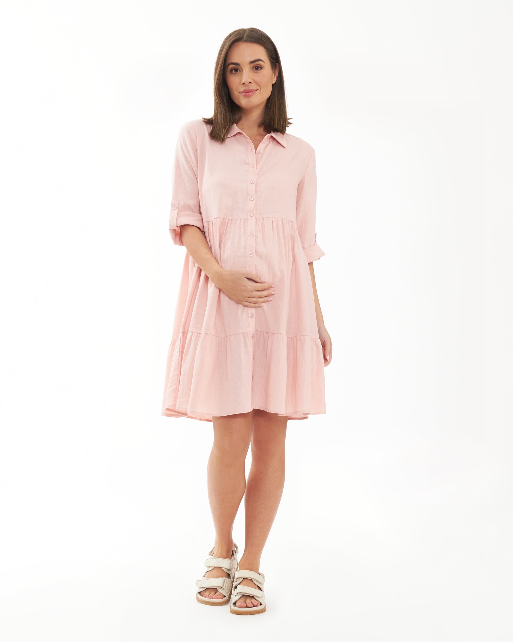 Adel Linen Dress Soft Pink