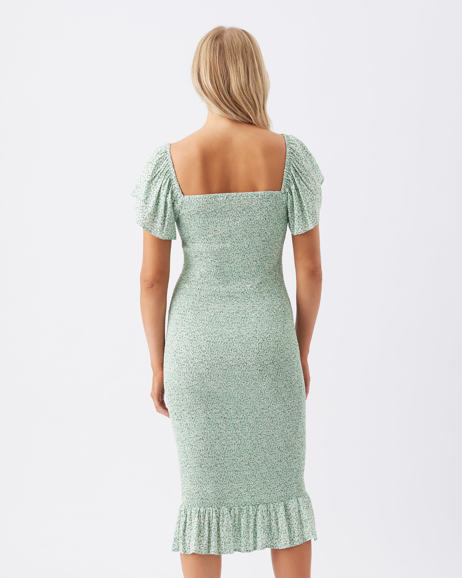 Selma Shirred Dress  Pistachio