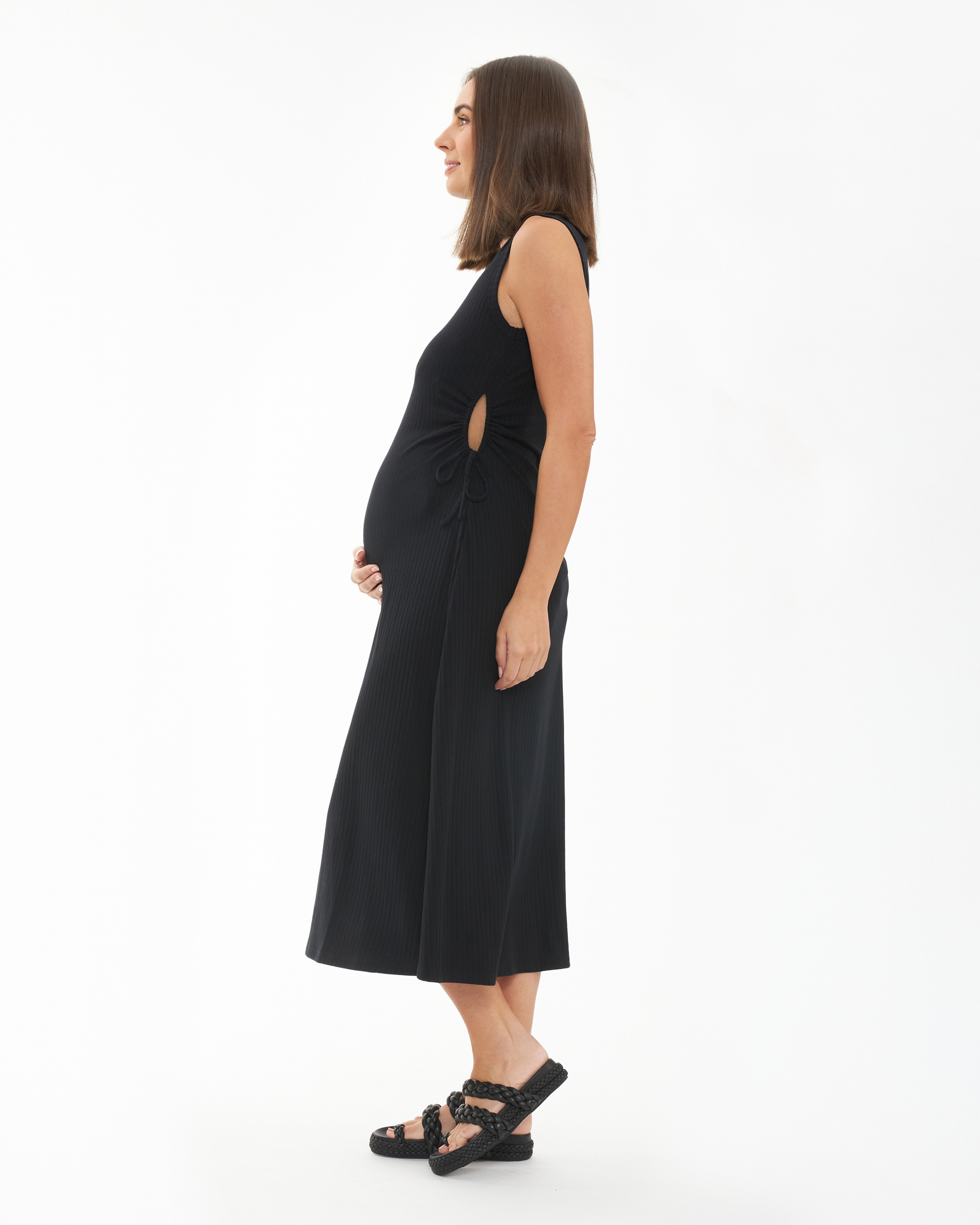 Carol Rib A-line Dress  Black