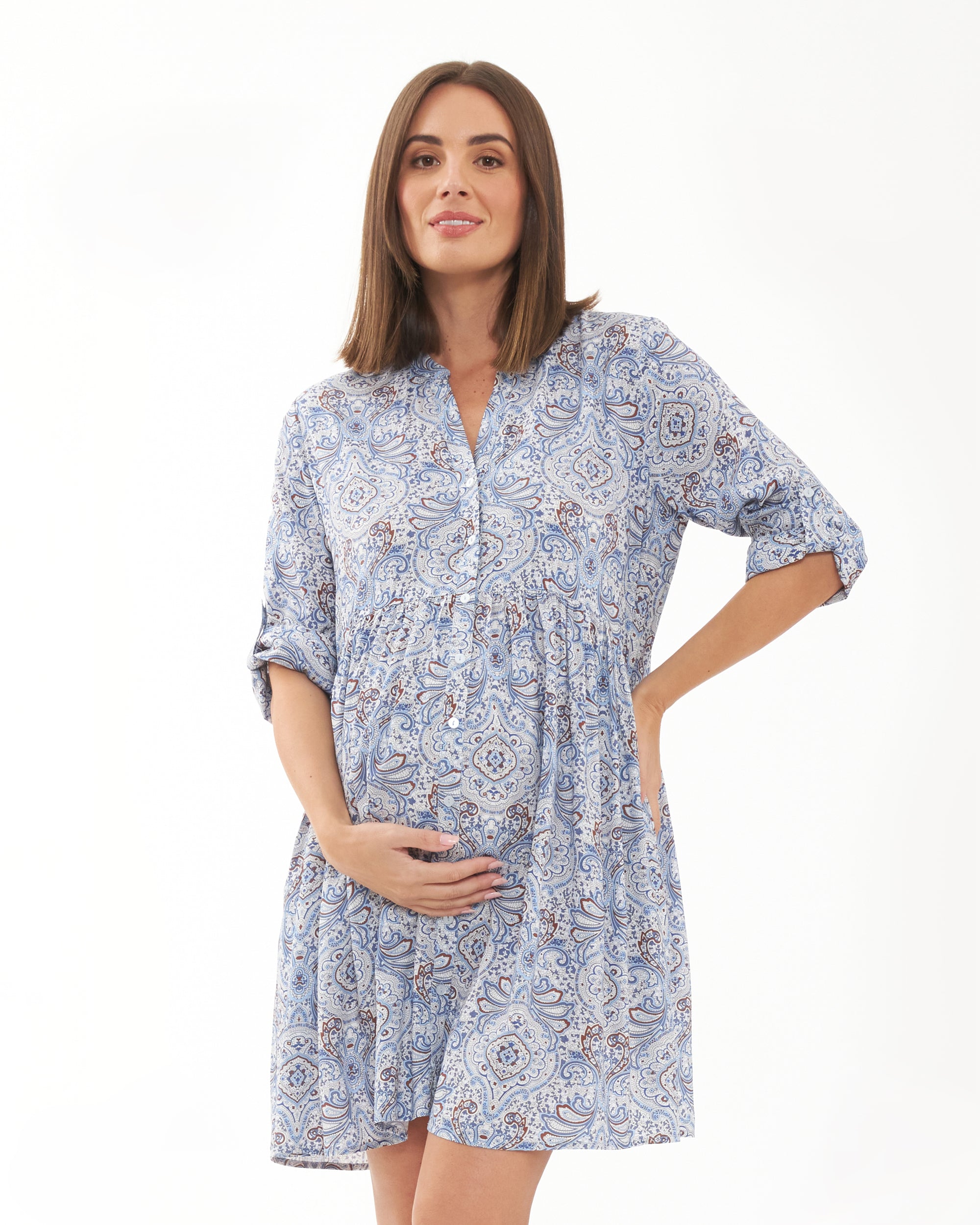 Ripe Maternity Selma Shirred Dress Multi, Postnatal