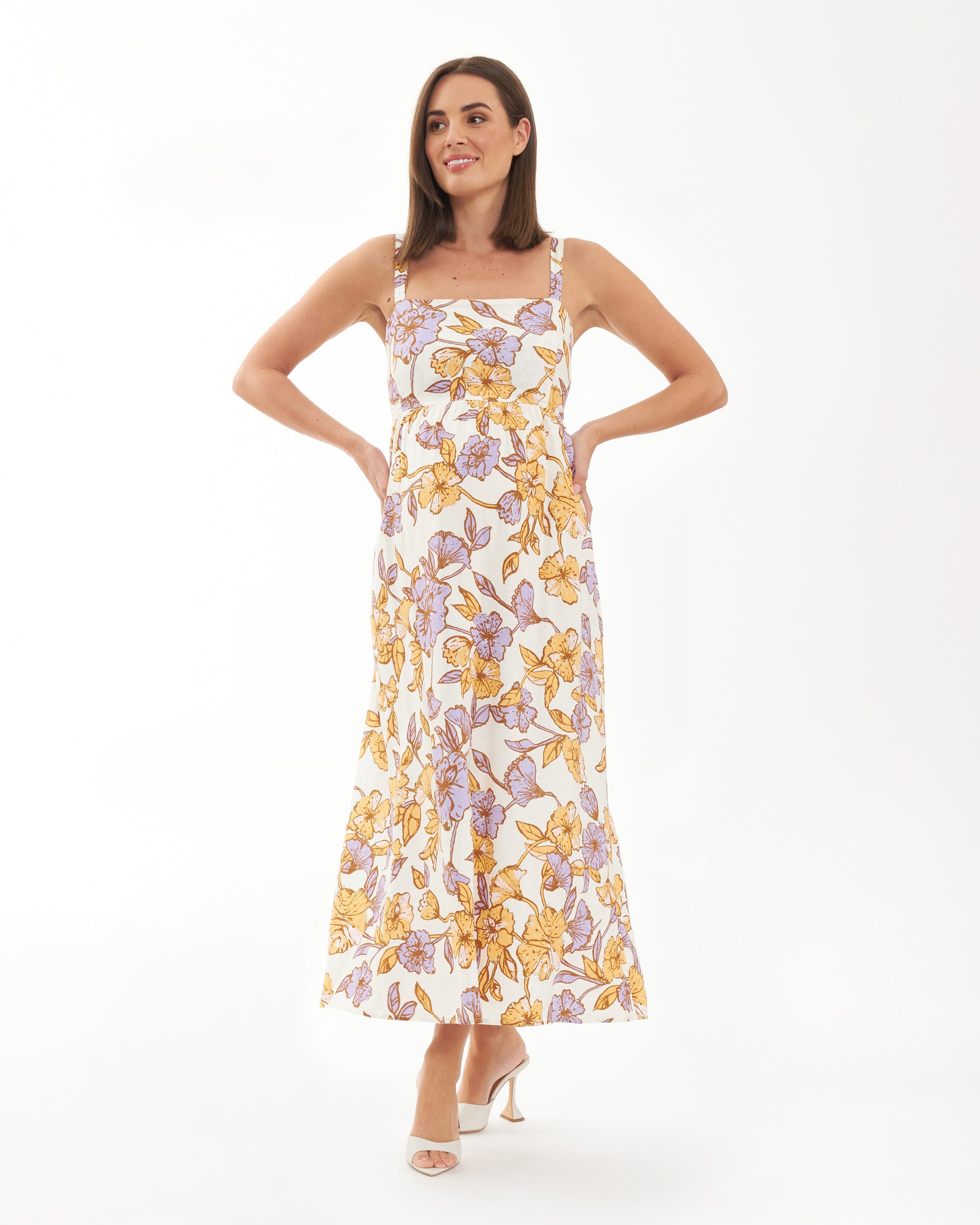 Maya Tie Back Linen Dress  Natural