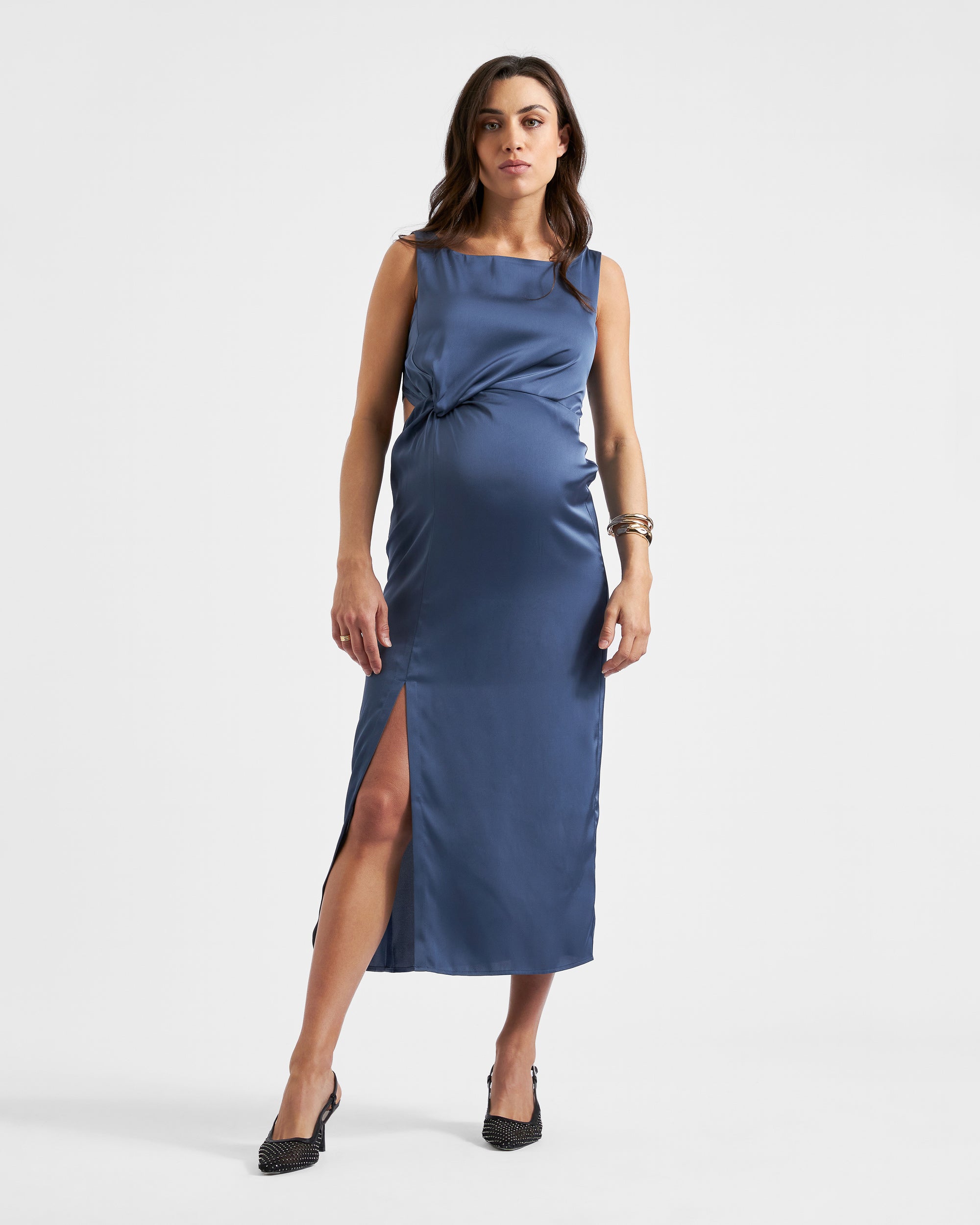 Chantell Side Twist Dress  Washed Indigo